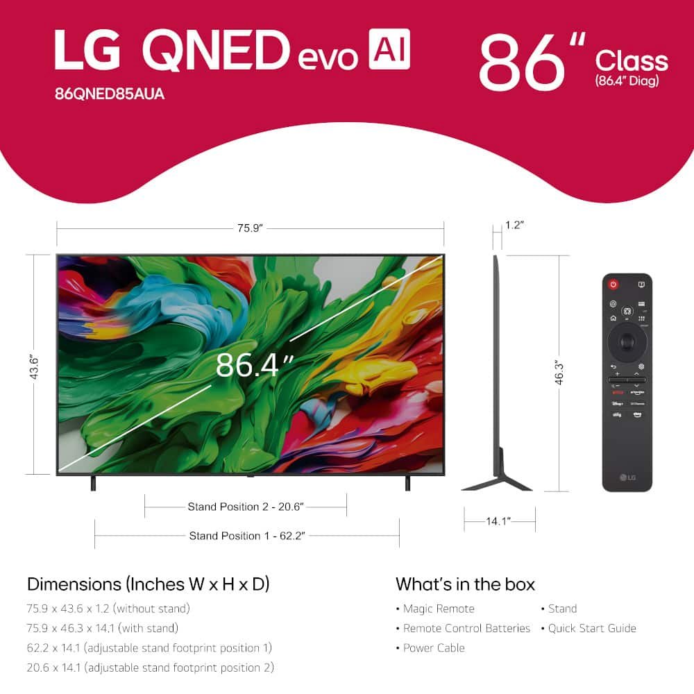 LG - 86" Class 85A Series QNED evo AI MiniLED 4K UHD Smart webOS TV - Image 4