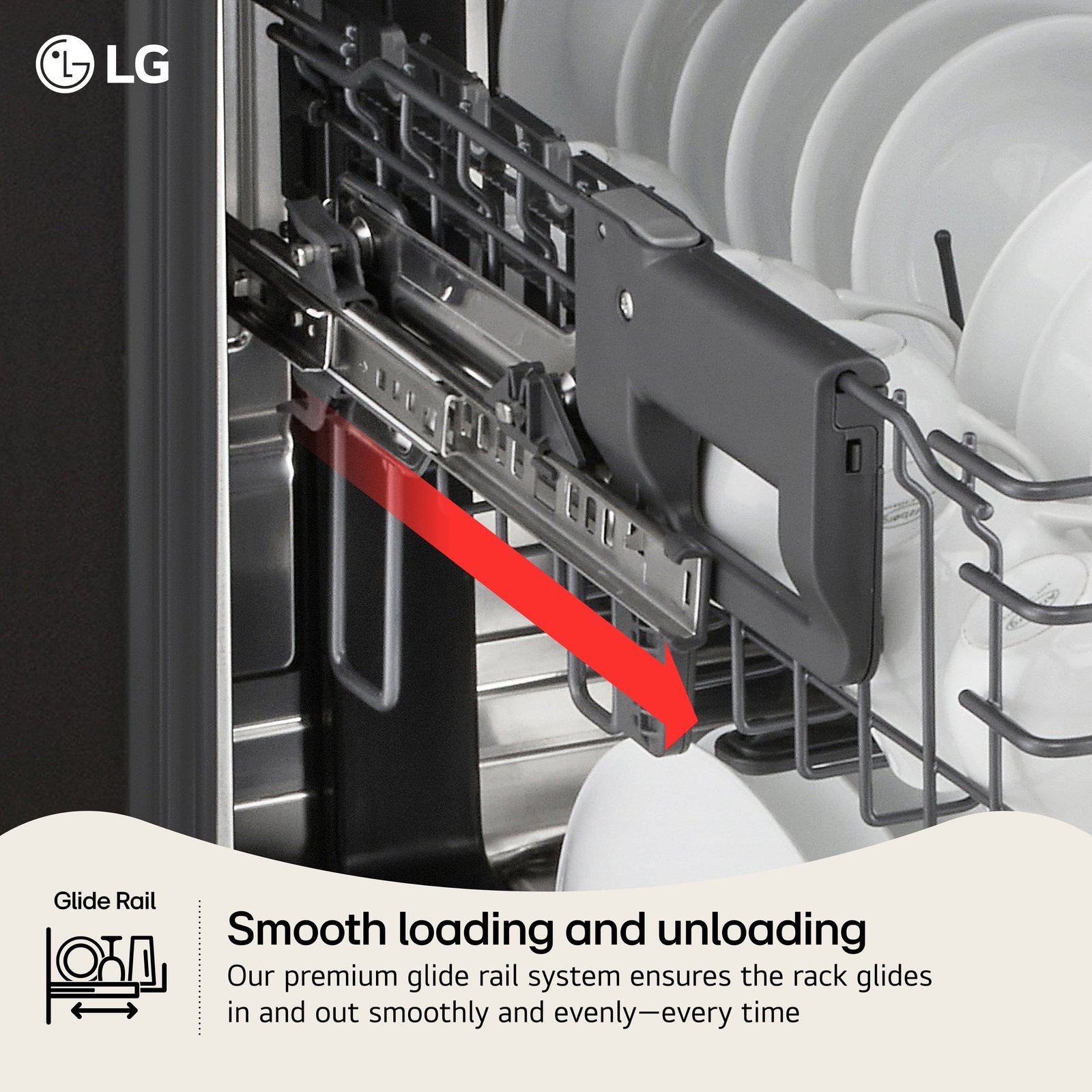 LG - FlushFit 24-in Top Control Smart Built-In Stainless Steel Tub Dishwasher with 3rd Rack, 1 Hour Wash and Dry, 44dBA - Stainless Steel - Image 6