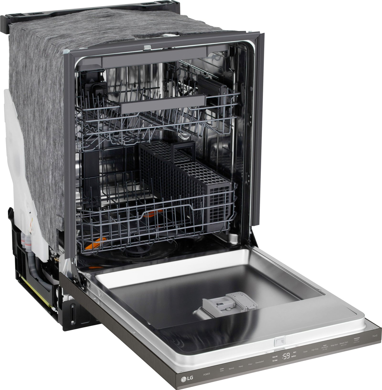 LG - FlushFit 24-in Top Control Smart Built-In Stainless Steel Tub Dishwasher with 3rd Rack, 1-Hour Wash and Dry, 46dBA - Black Stainless Steel - Image 2