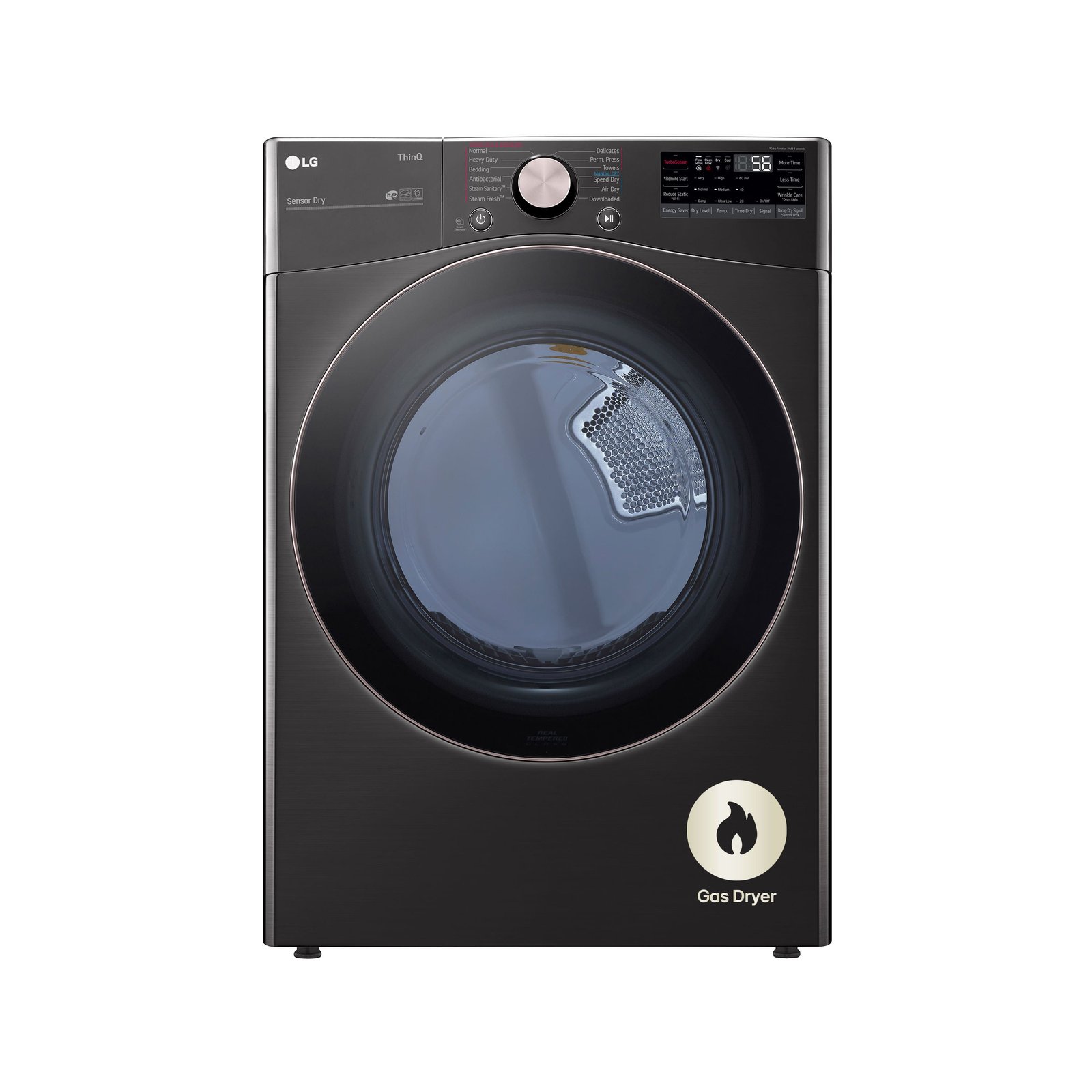 LG - 7.4 Cu. Ft. Stackable Smart Gas Dryer with Steam and Built-In Intelligence - Black Steel - Image 2