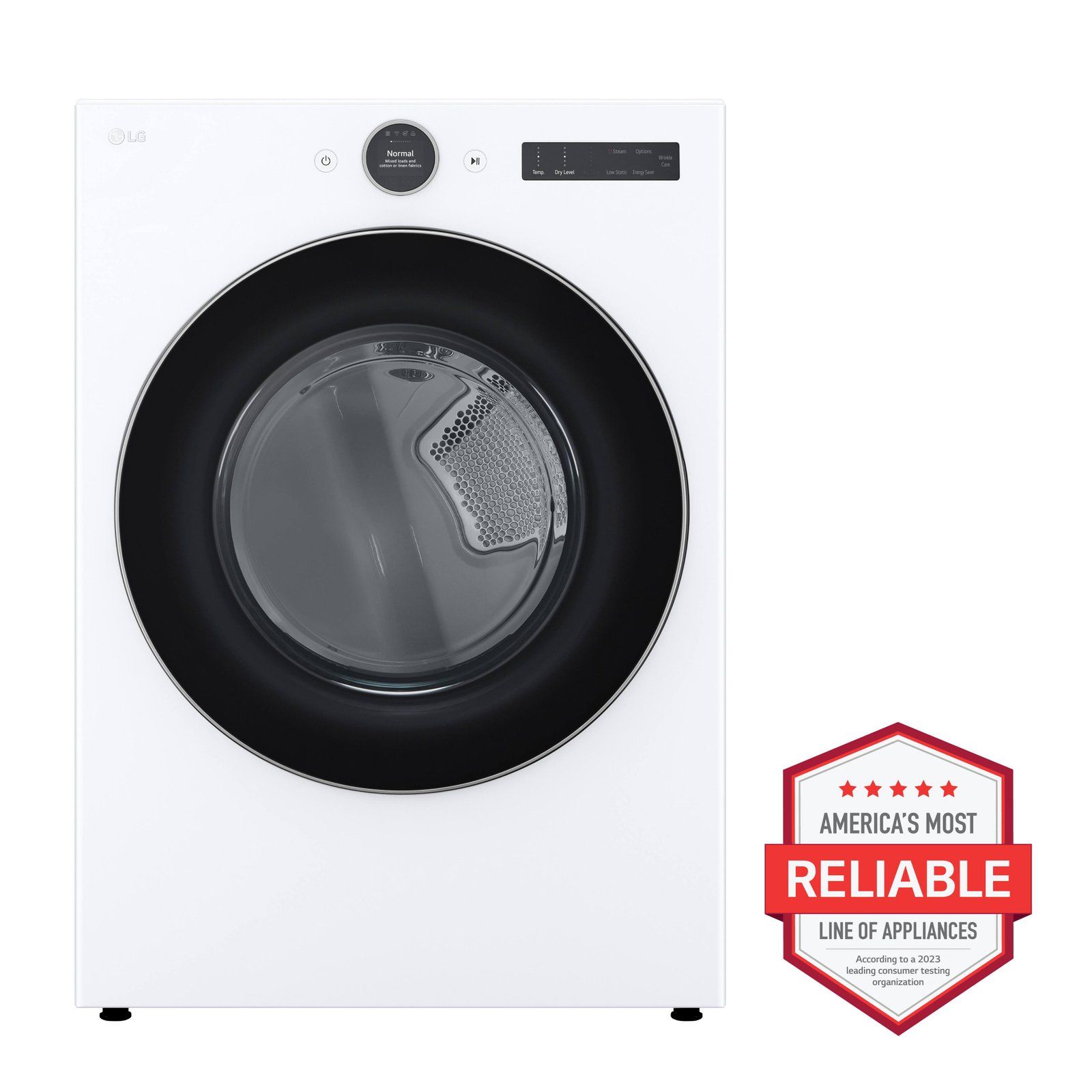LG - 7.4 Cu. Ft. Stackable Smart Gas Dryer with Steam and Sensor Dry - White - Image 6