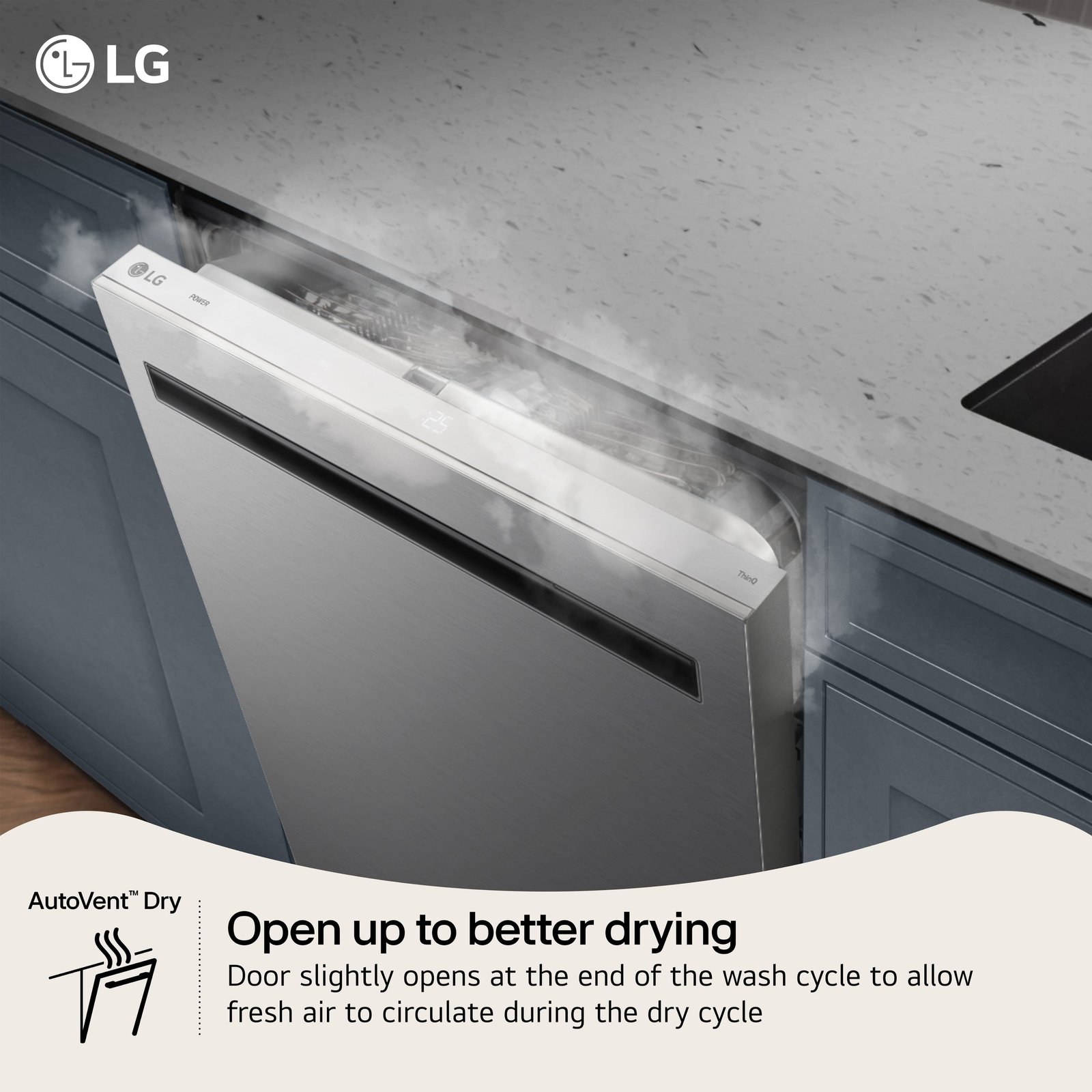 LG - FlushFit 24" Top Control Smart Built-In Stainless Steel Tub Dishwasher with 3rd Rack, AutoVent Dry and 46dBA - Stainless Steel - Image 7