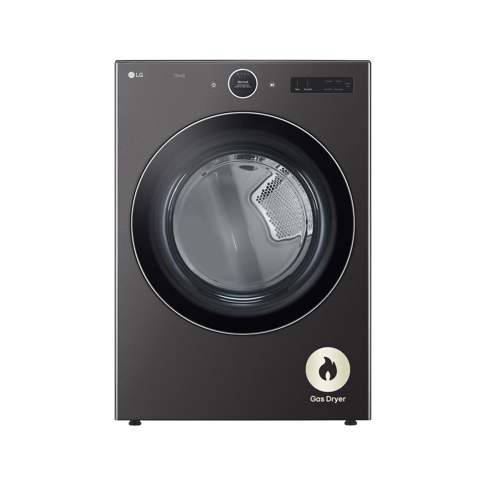 LG - 7.4 Cu. Ft. Stackable Smart Gas Dryer with TurboSteam - Black Steel - Image 2