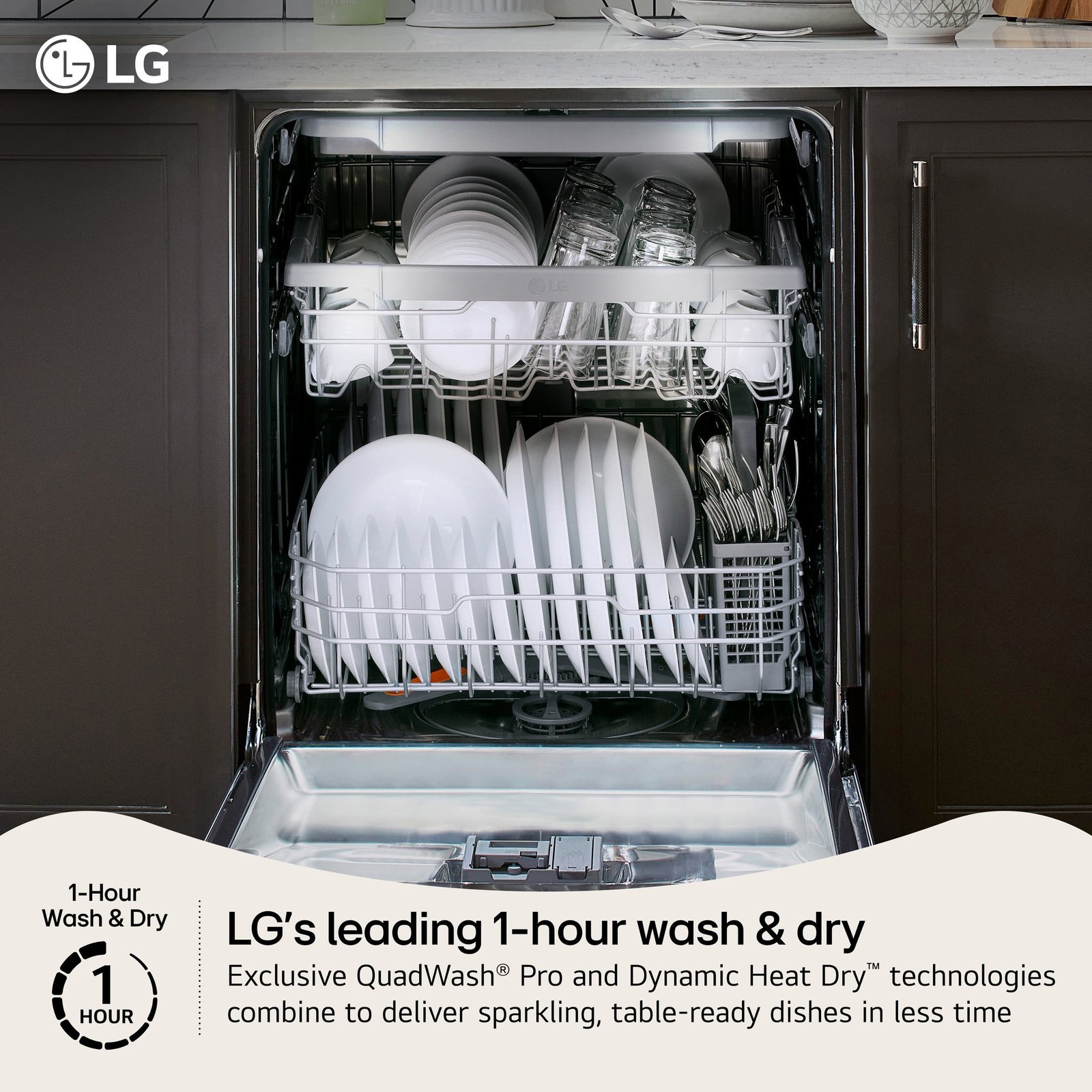 LG - FlushFit 24" Top Control Smart Built-In Stainless Steel Tub Dishwasher with 3rd Rack, 1 Hour Wash & Dry Cycle and 42dBA - Stainless Steel - Image 4
