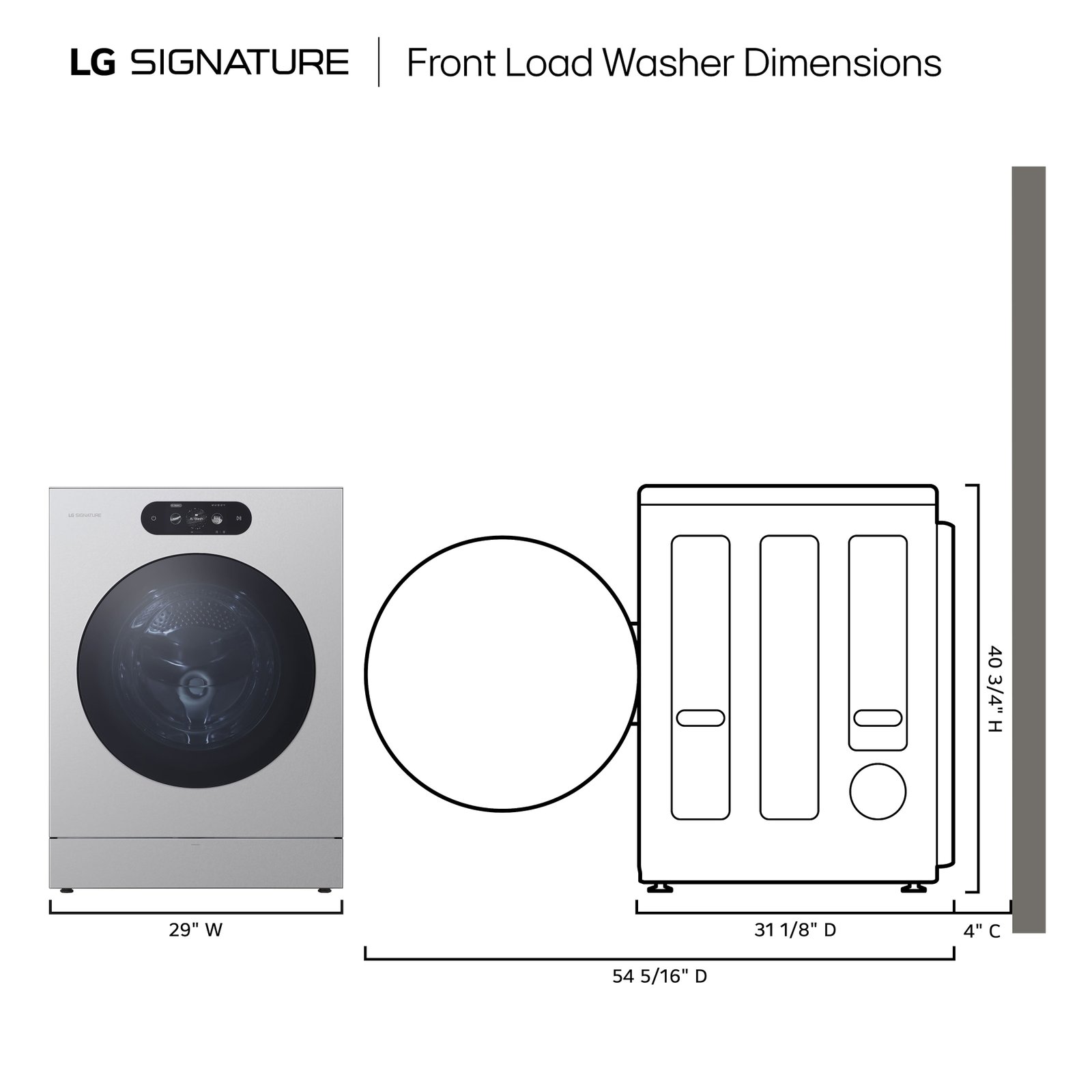 LG - SIGNATURE 5.8 Cu. Ft. High-Efficiency Stackable Smart Front Load Washer with Steam and ezDispense - Brushed Platinum Steel - Image 3