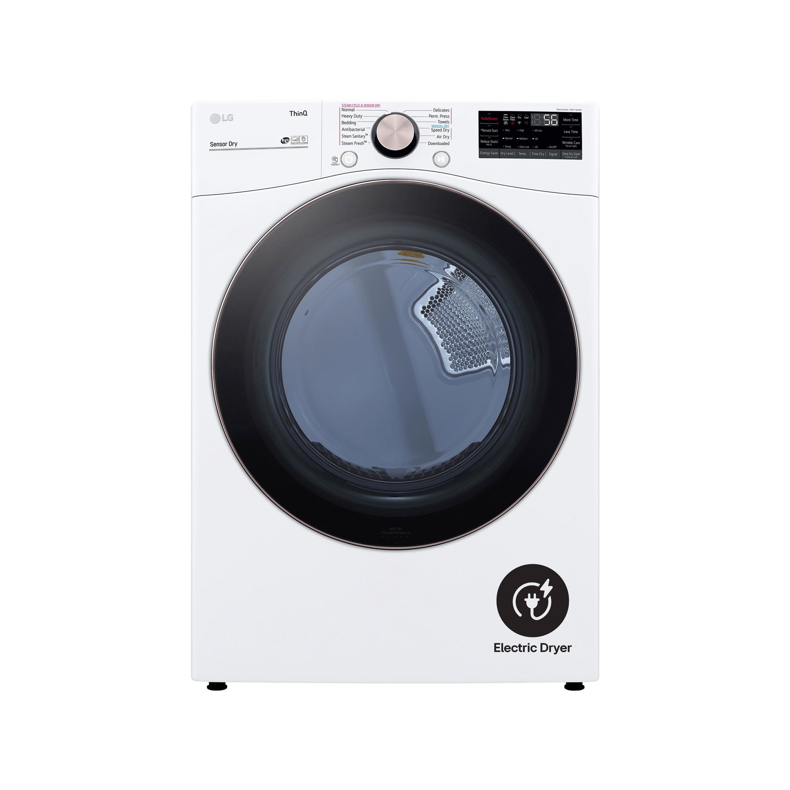 LG - 7.4 Cu. Ft. Stackable Smart Electric Dryer with Steam and Built-In Intelligence - White - Image 2