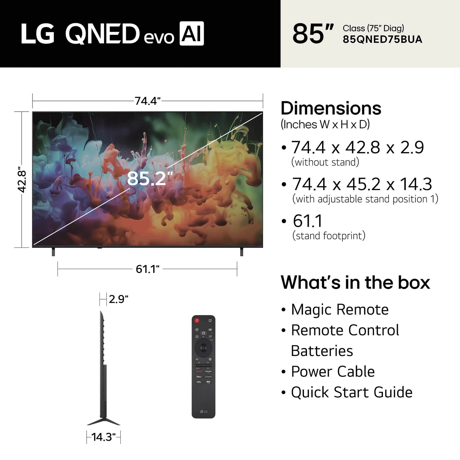 LG - 85" Class 75B Series QNED AI Mini LED 4K Smart webOS TV (2026) - Image 3