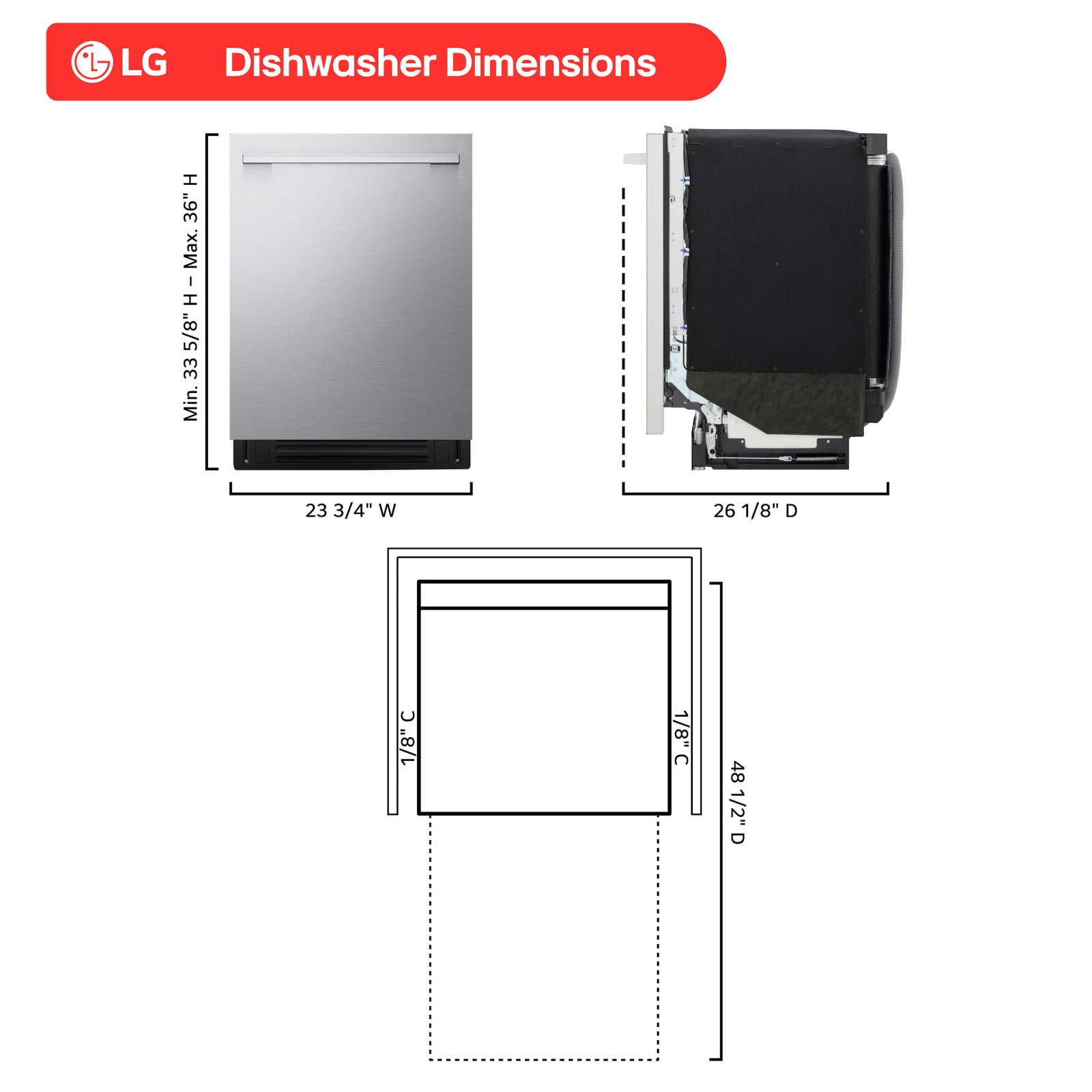 LG - FlushFit 24" Top Control Smart Built-In Stainless Steel Tub Dishwasher with 3rd Rack, 1 Hour Wash & Dry Cycle and 42dBA - Stainless Steel - Image 2