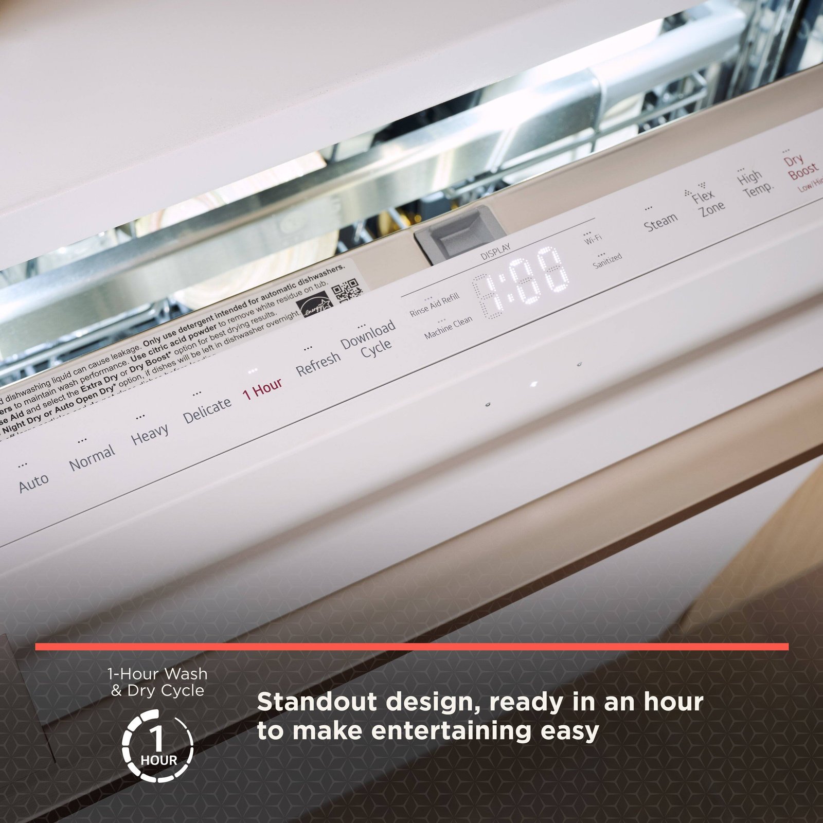 LG - STUDIO 24-in Top Control Smart Built-In Stainless Steel Tub Dishwasher with 3rd Rack, QuadWash Pro and 40dBA - Stainless Steel - Image 6