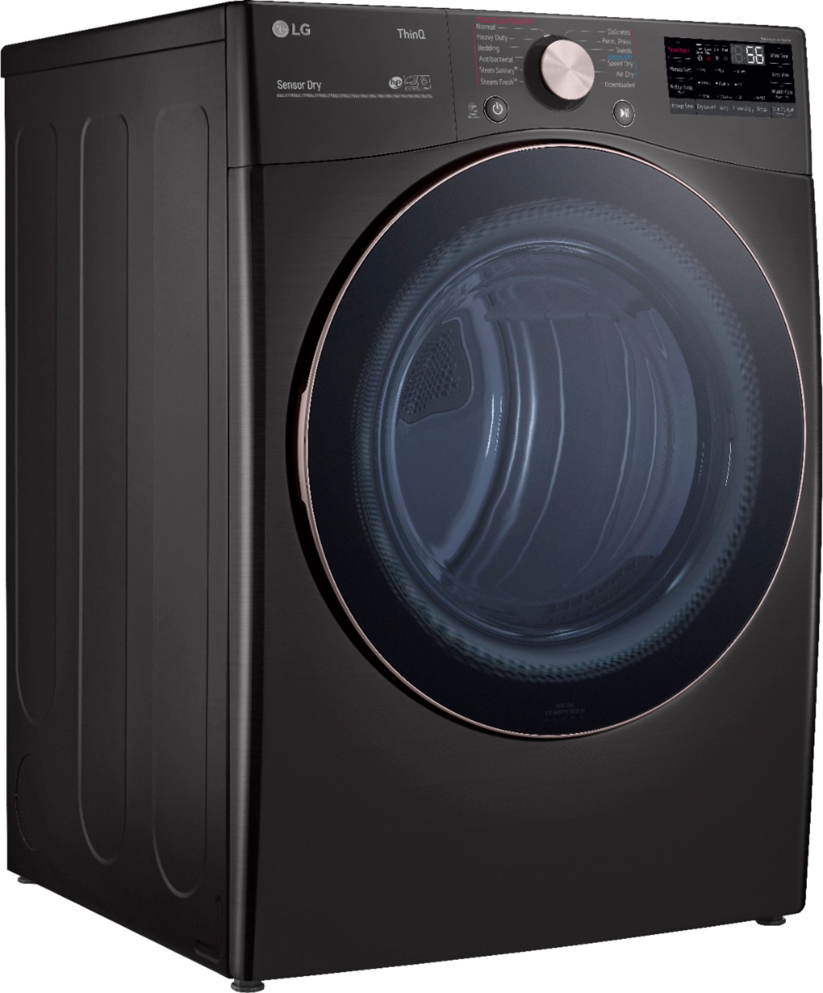 LG - 7.4 Cu. Ft. Stackable Smart Gas Dryer with Steam and Built-In Intelligence - Black Steel - Image 7
