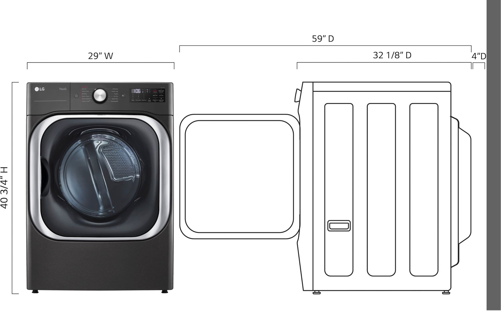 LG - 9.0 Cu. Ft. Stackable Smart Gas Dryer with Steam and Built-In Intelligence - Black Steel - Image 3