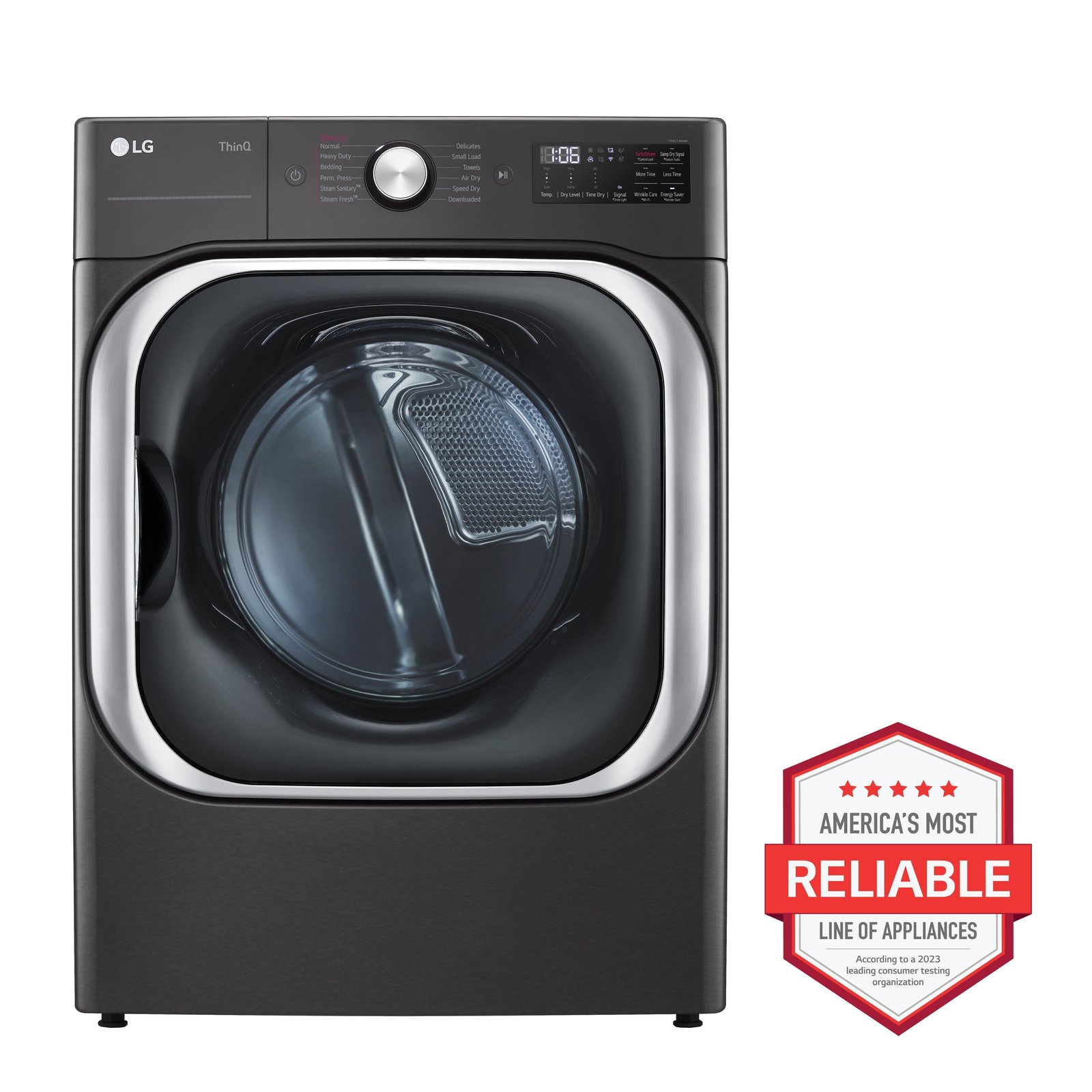 LG - 9.0 Cu. Ft. Stackable Smart Gas Dryer with Steam and Built-In Intelligence - Black Steel - Image 5
