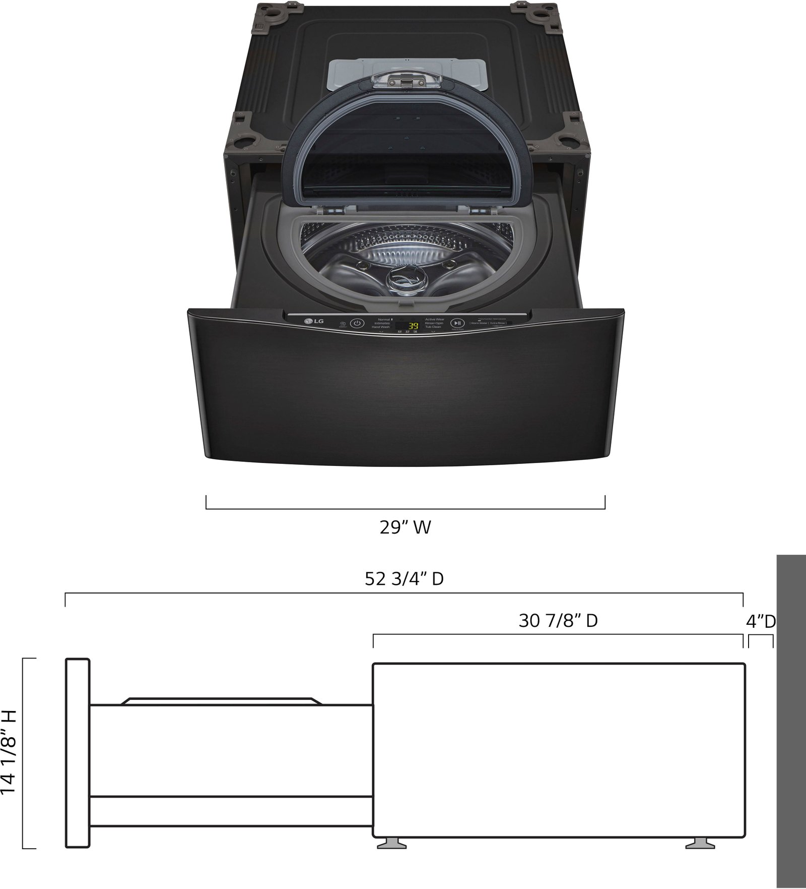 LG - SideKick 1.0 Cu. Ft. High-Efficiency Pedestal Washer with 3-Motion Technology - Black Steel - Image 3