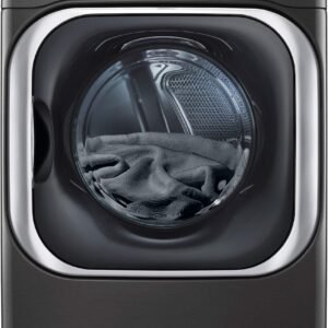 LG - 9.0 Cu. Ft. Stackable Smart Electric Dryer with Steam and Built-In Intelligence - Black Steel