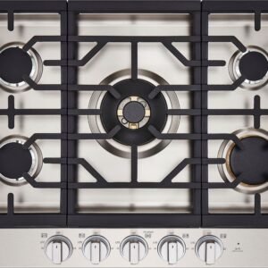 LG - STUDIO 30” Built-In Smart Gas Cooktop with 5 Burners and Griddle - Stainless Steel