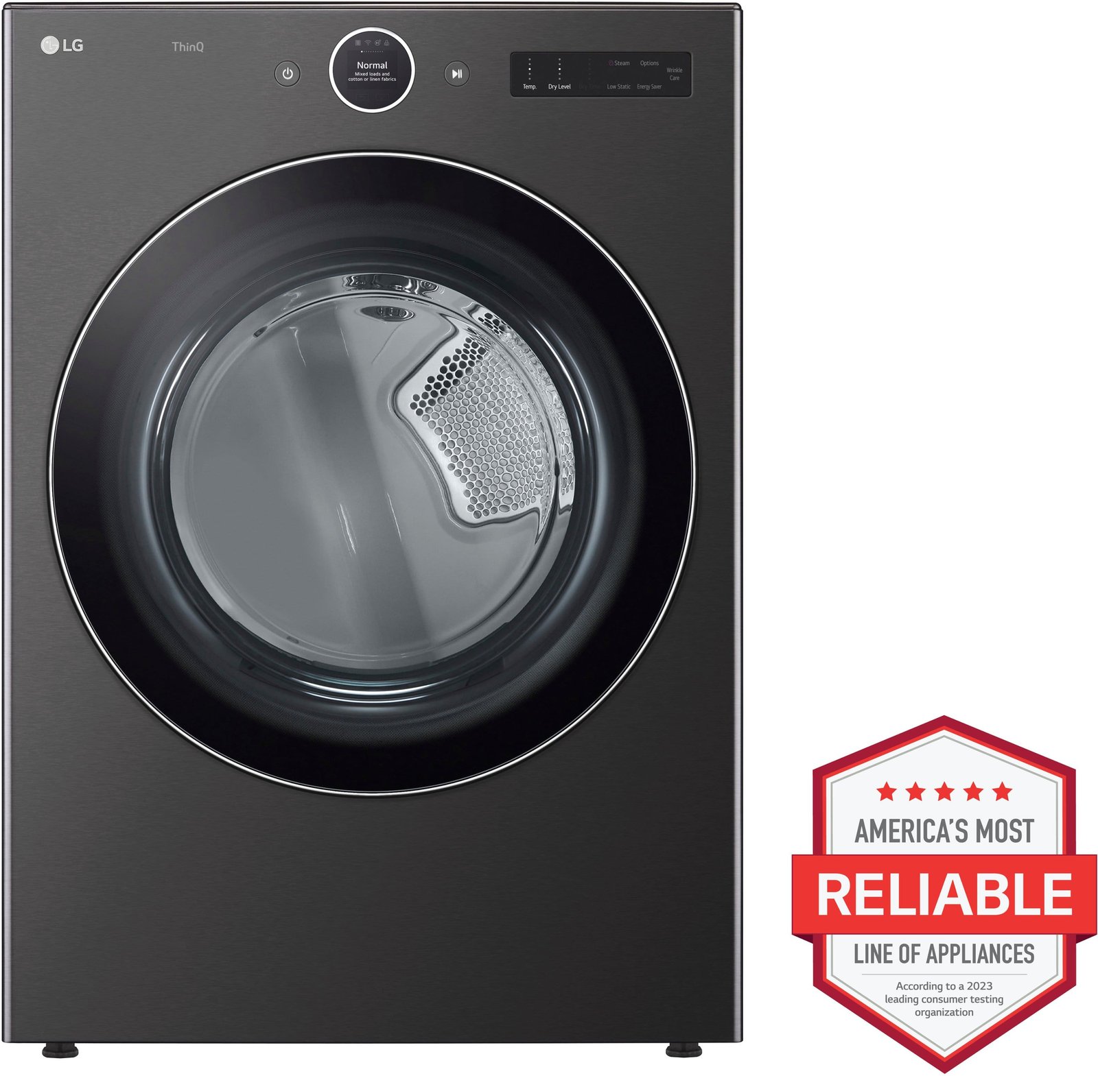 LG - 7.4 Cu. Ft. Stackable Smart Gas Dryer with TurboSteam - Black Steel - Image 5