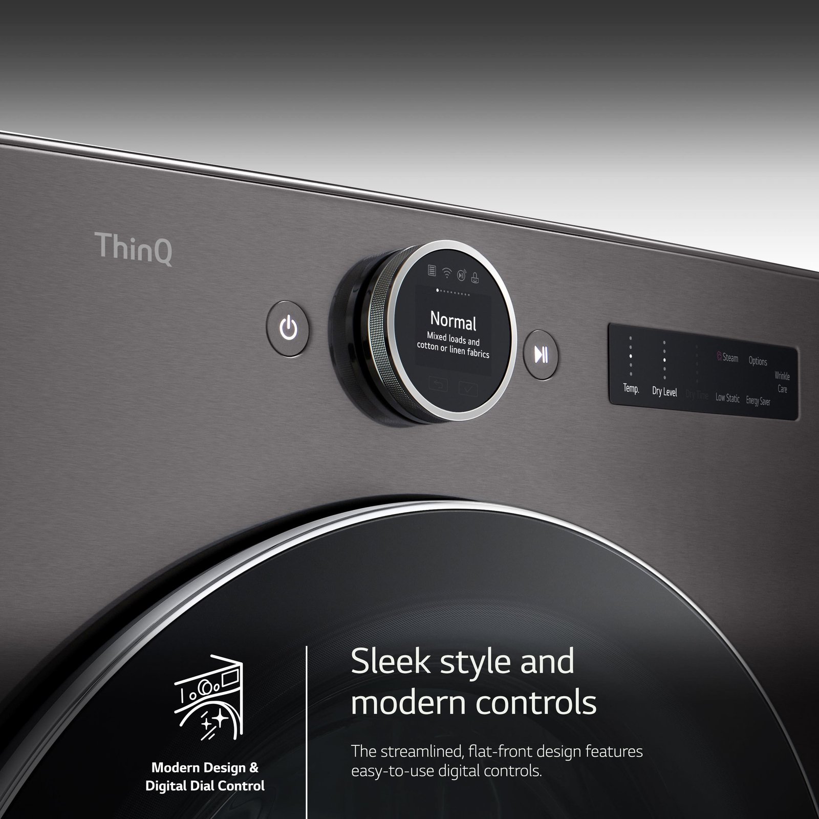 LG - 7.4 Cu. Ft. Stackable Smart Gas Dryer with TurboSteam - Black Steel - Image 6