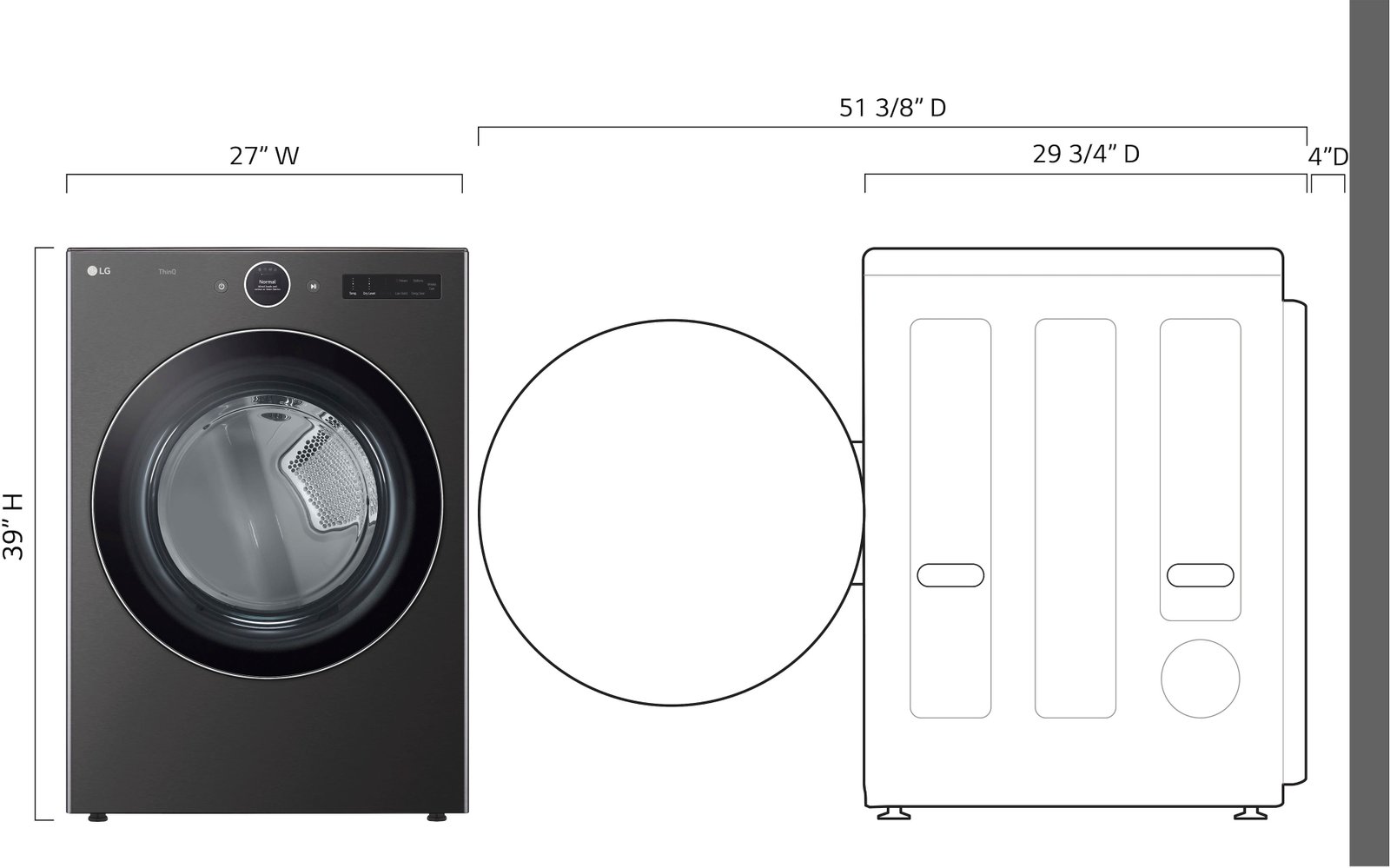 LG - 7.4 Cu. Ft. Stackable Smart Gas Dryer with TurboSteam - Black Steel - Image 3