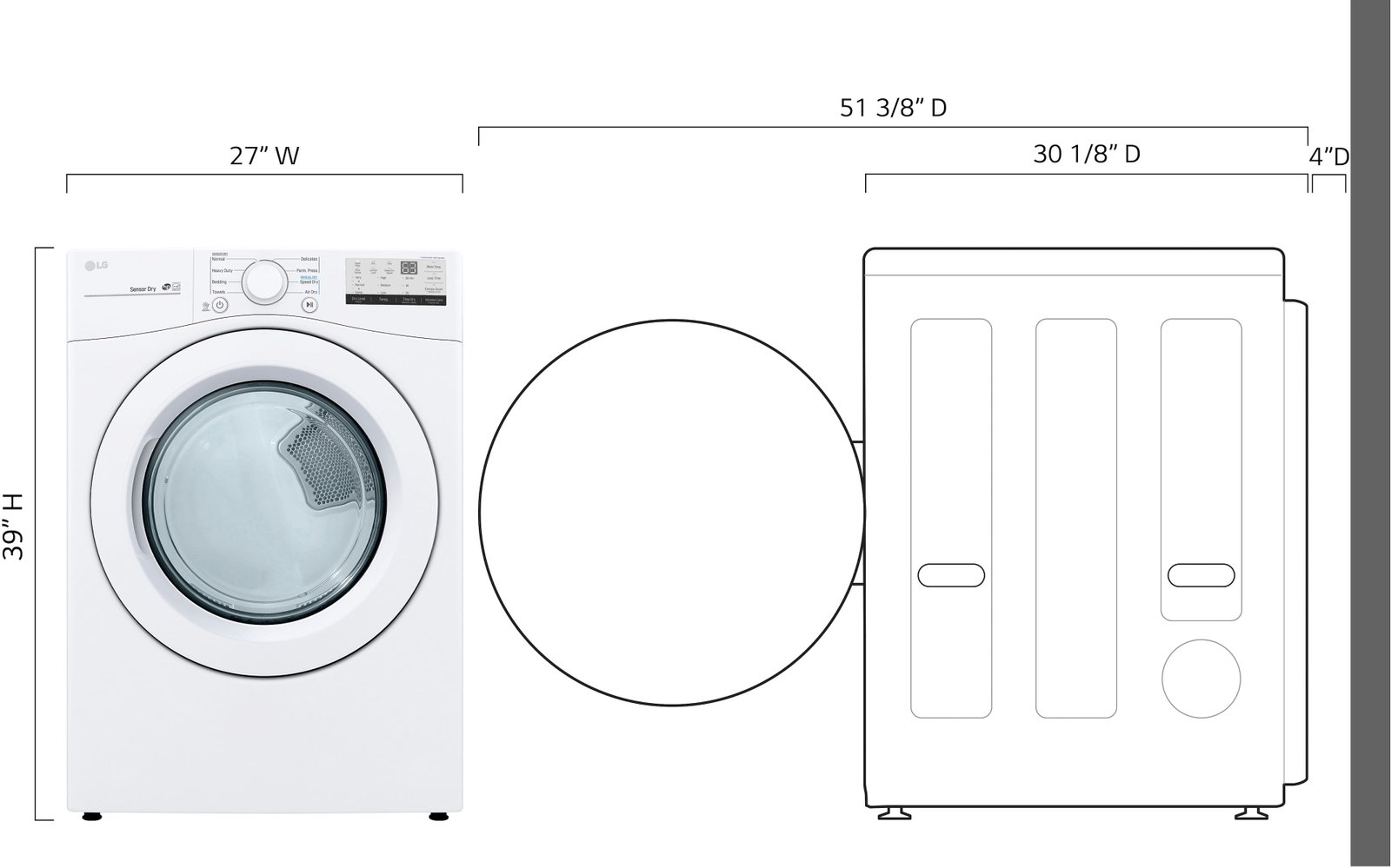 LG - 7.4 Cu. Ft. Stackable Gas Dryer with Wrinkle Care - White - Image 3
