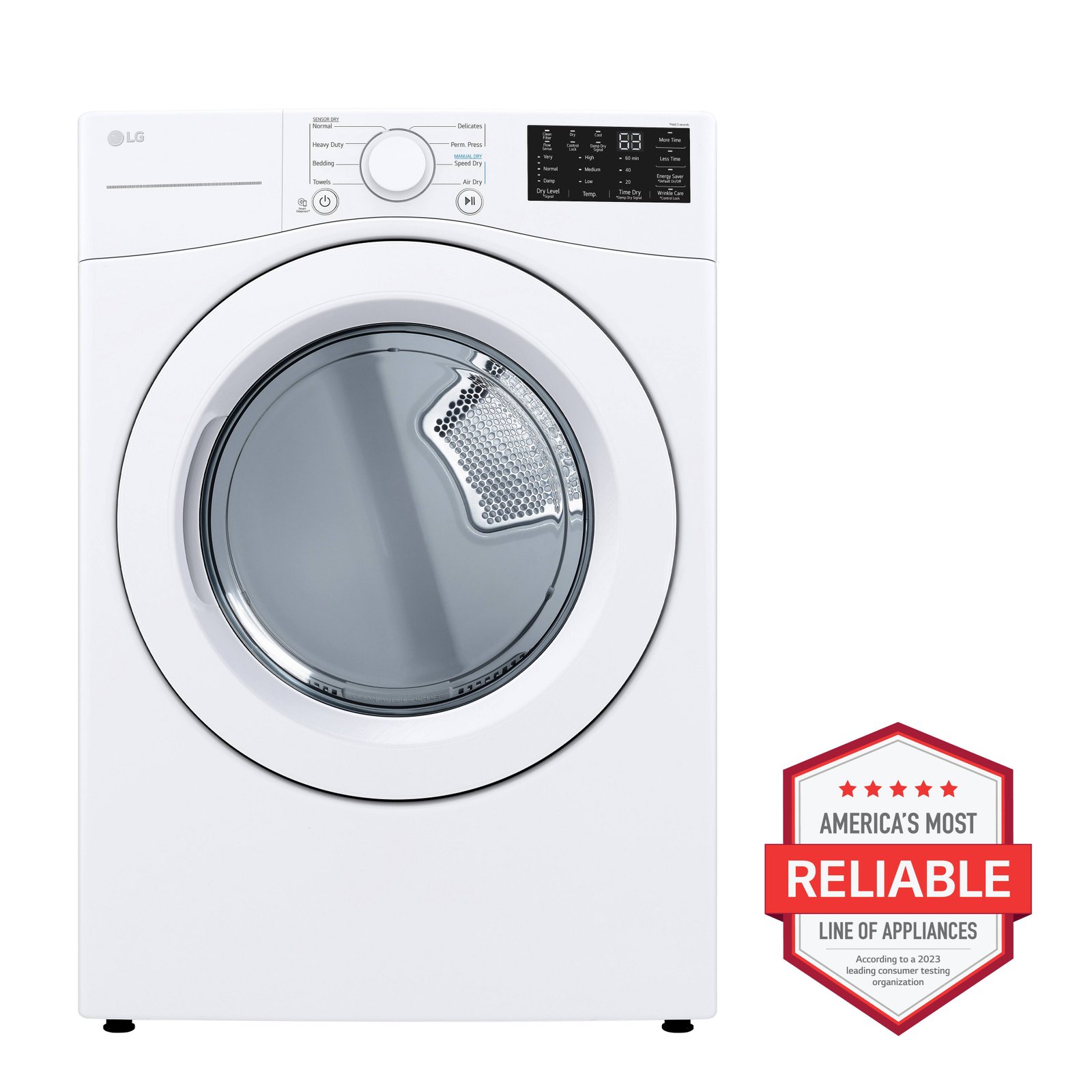 LG - 7.4 Cu. Ft. Stackable Gas Dryer with Wrinkle Care - White - Image 7