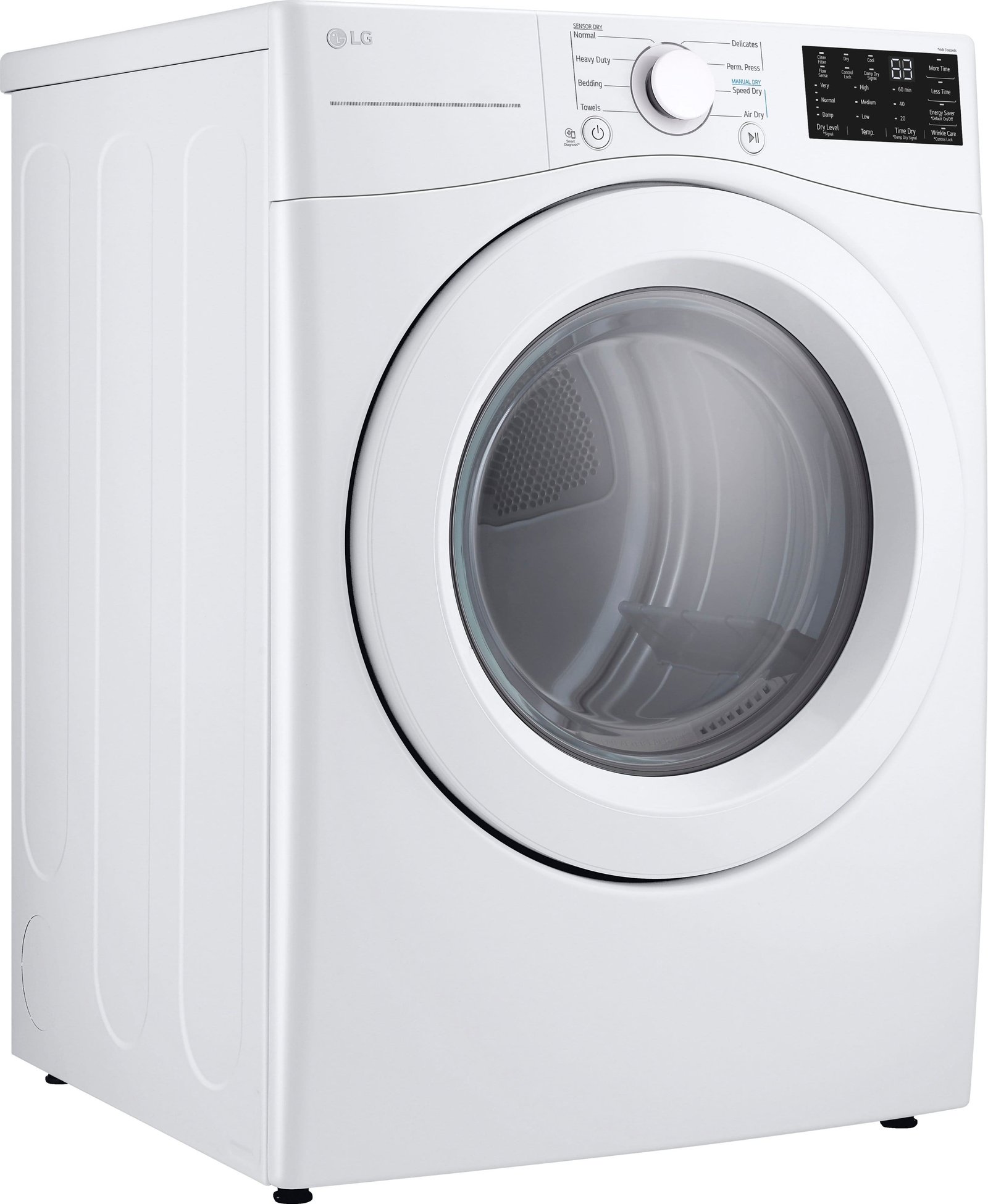 LG - 7.4 Cu. Ft. Stackable Electric Dryer with Wrinkle Care - White - Image 7