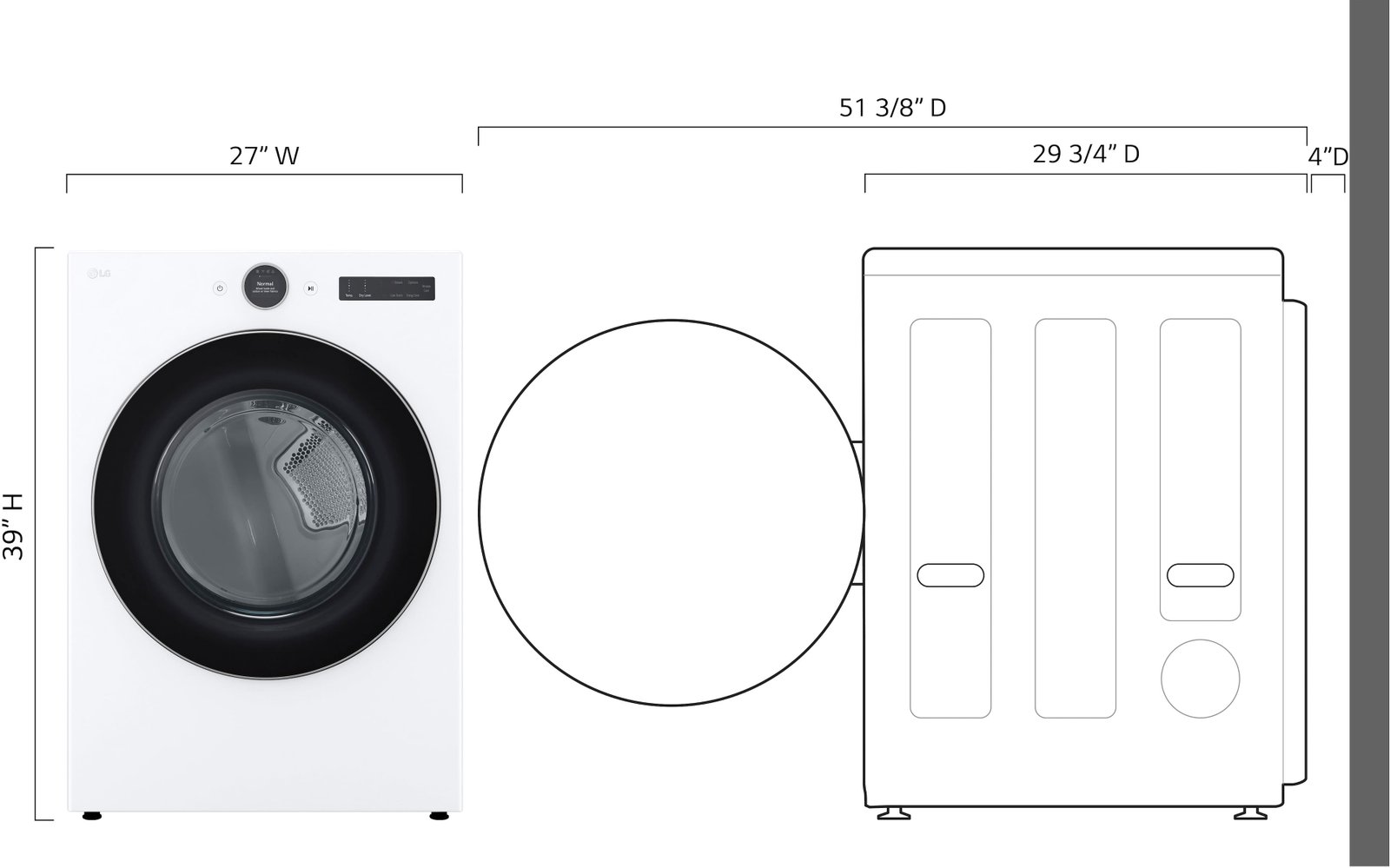LG - 7.4 Cu. Ft. Stackable Smart Gas Dryer with Steam and Sensor Dry - White - Image 3