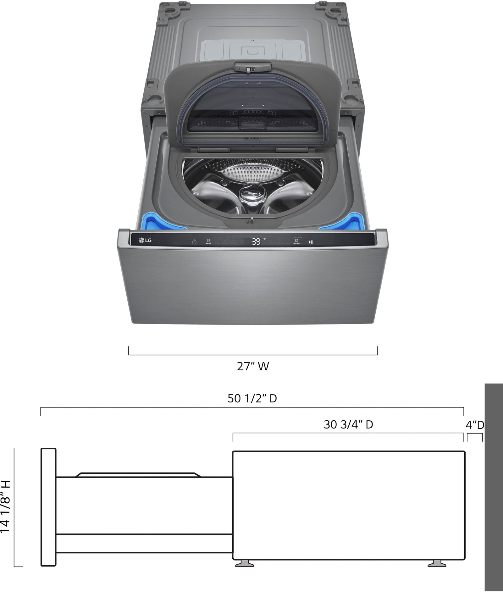 LG - SideKick 1.0 Cu. Ft. High-Efficiency Smart Pedestal Washer - Graphite Steel - Image 3