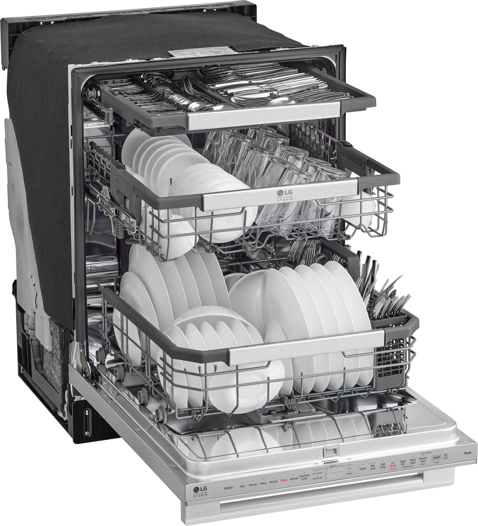 LG - STUDIO 24-in Top Control Smart Built-In Stainless Steel Tub Dishwasher with 3rd Rack, QuadWash Pro and 40dBA - Stainless Steel - Image 7