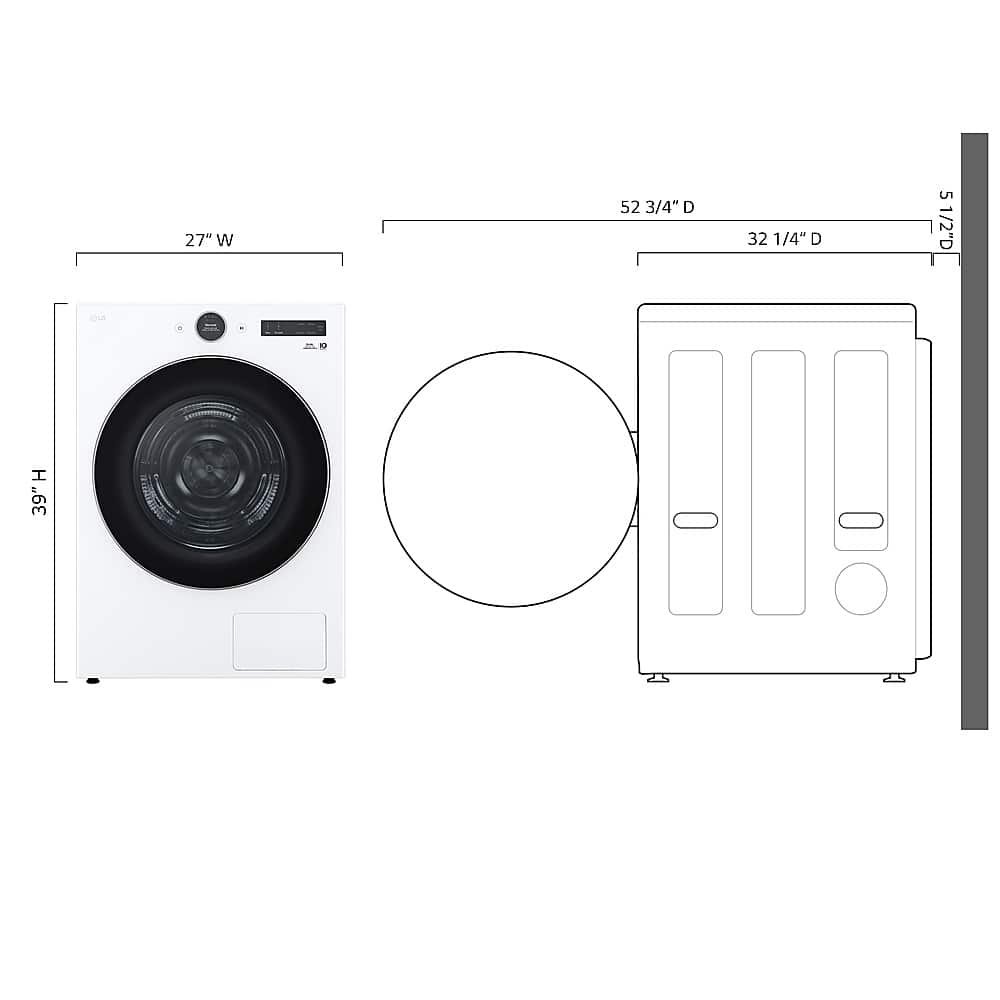 LG - 7.8 Cu. Ft. Stackable Smart Electric Dryer with Ventless Heat Pump Technology - White - Image 3