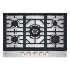 LG - STUDIO 30” Built-In Smart Gas Cooktop with 5 Burners and Griddle - Essence White