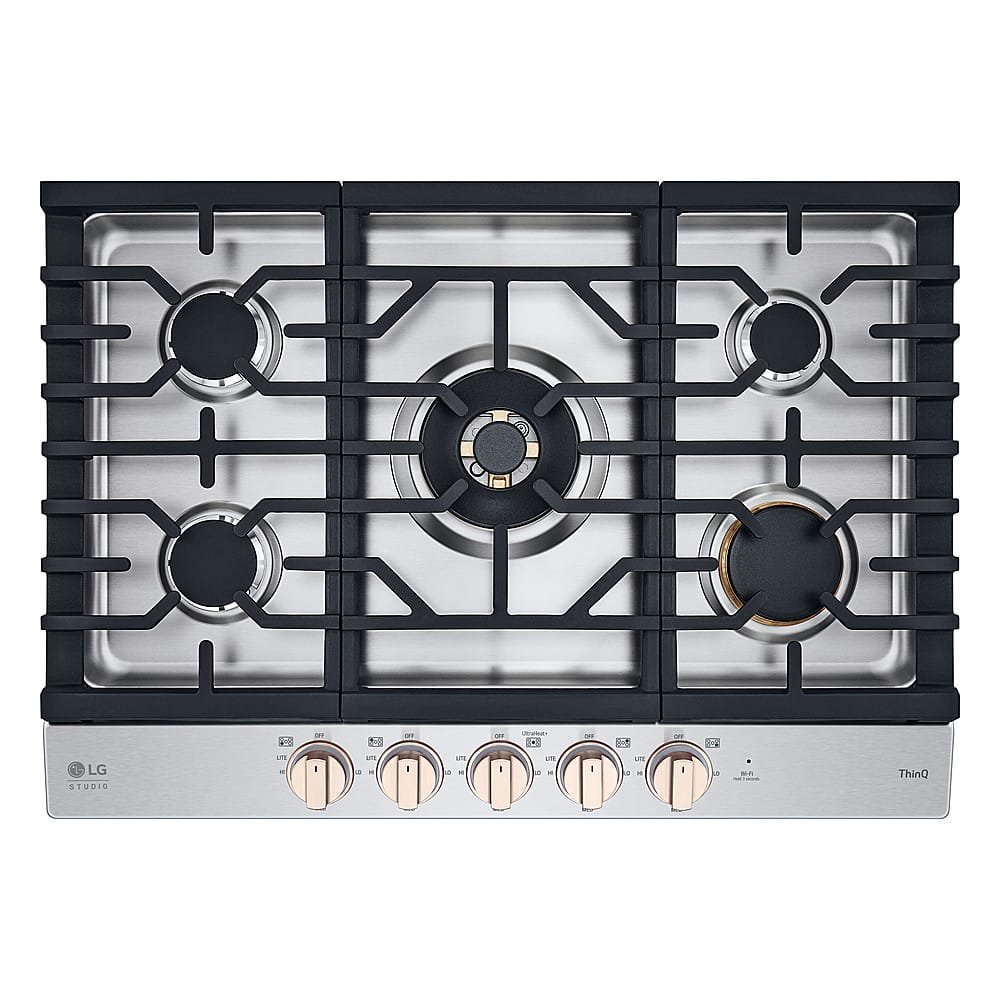 LG - STUDIO 30” Built-In Smart Gas Cooktop with 5 Burners and Griddle - Essence White