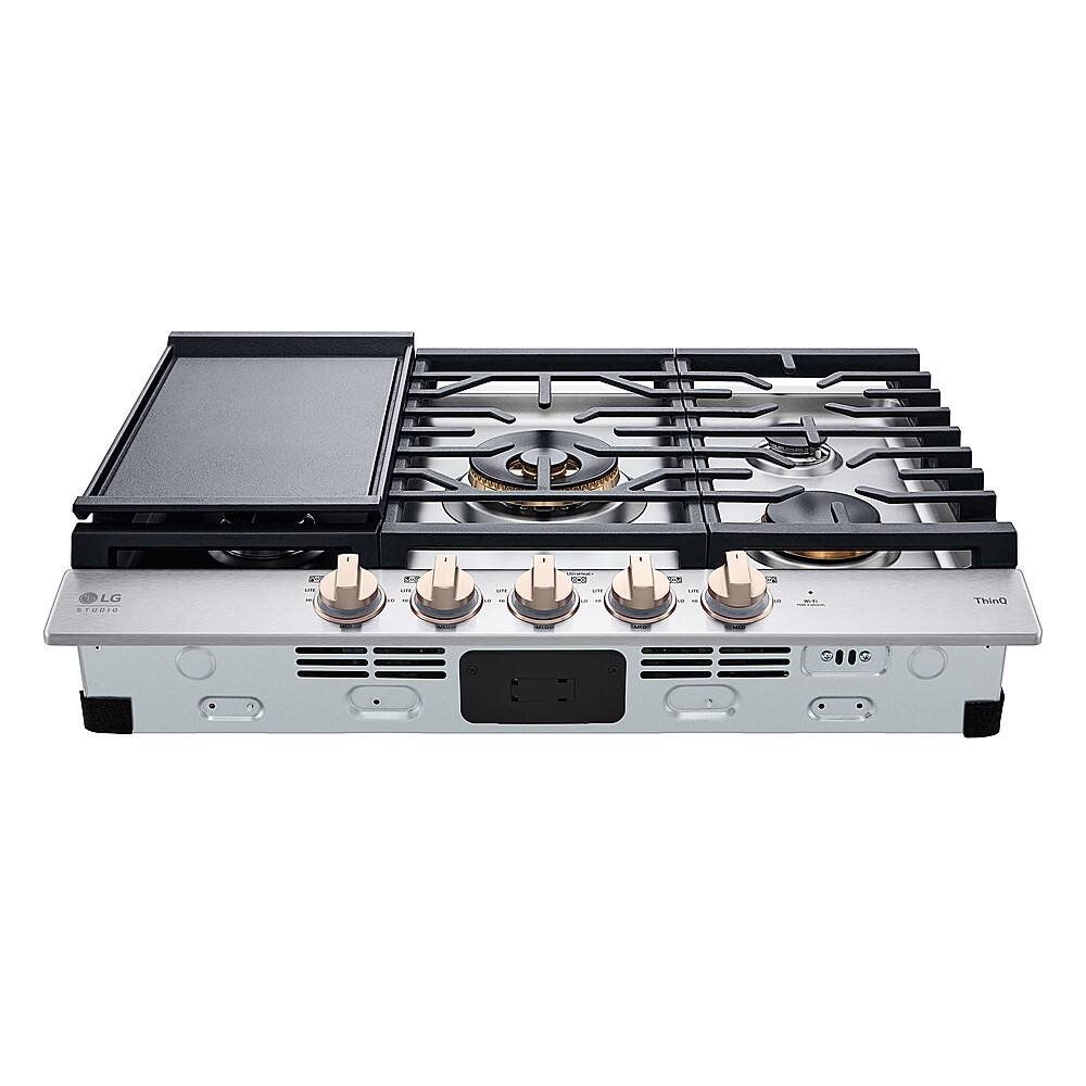 LG - STUDIO 30” Built-In Smart Gas Cooktop with 5 Burners and Griddle - Essence White - Image 5