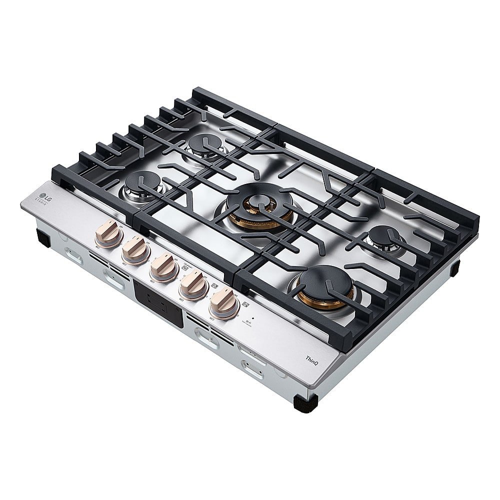 LG - STUDIO 30” Built-In Smart Gas Cooktop with 5 Burners and Griddle - Essence White - Image 6