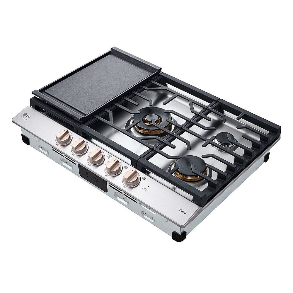 LG - STUDIO 30” Built-In Smart Gas Cooktop with 5 Burners and Griddle - Essence White - Image 7