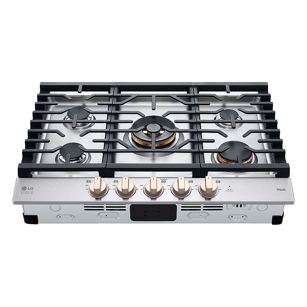 LG - STUDIO 30” Built-In Smart Gas Cooktop with 5 Burners and Griddle - Essence White - Image 3