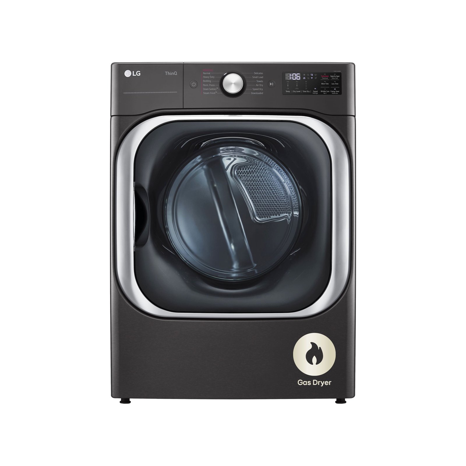 LG - 9.0 Cu. Ft. Stackable Smart Gas Dryer with Steam and Built-In Intelligence - Black Steel - Image 2