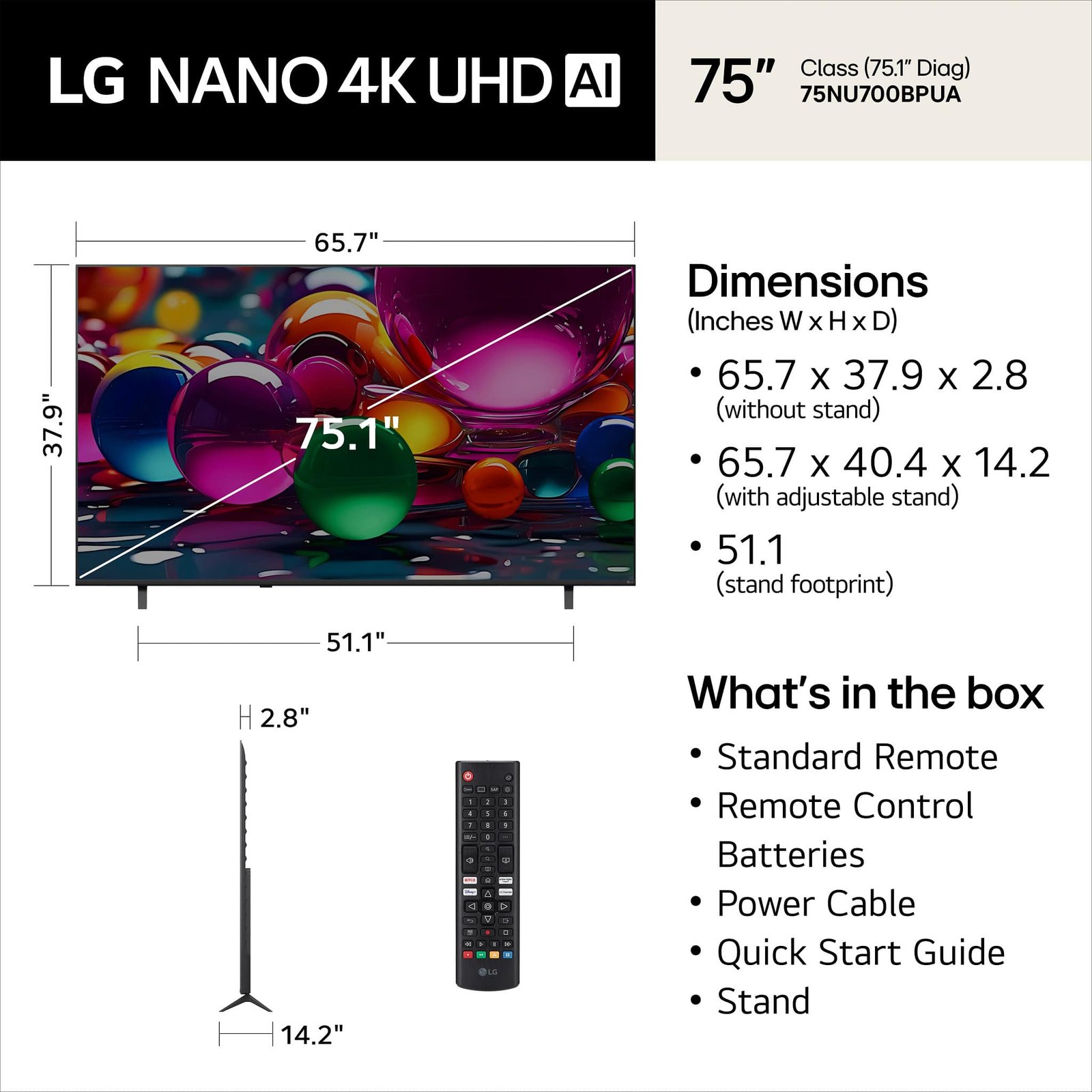 LG - 75” Class NU700B Series LED Nano AI 4K UHD Smart webOS TV (2026) - Image 2