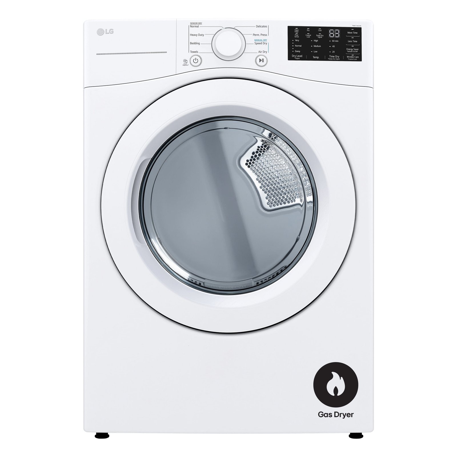 LG - 7.4 Cu. Ft. Stackable Gas Dryer with Wrinkle Care - White - Image 2