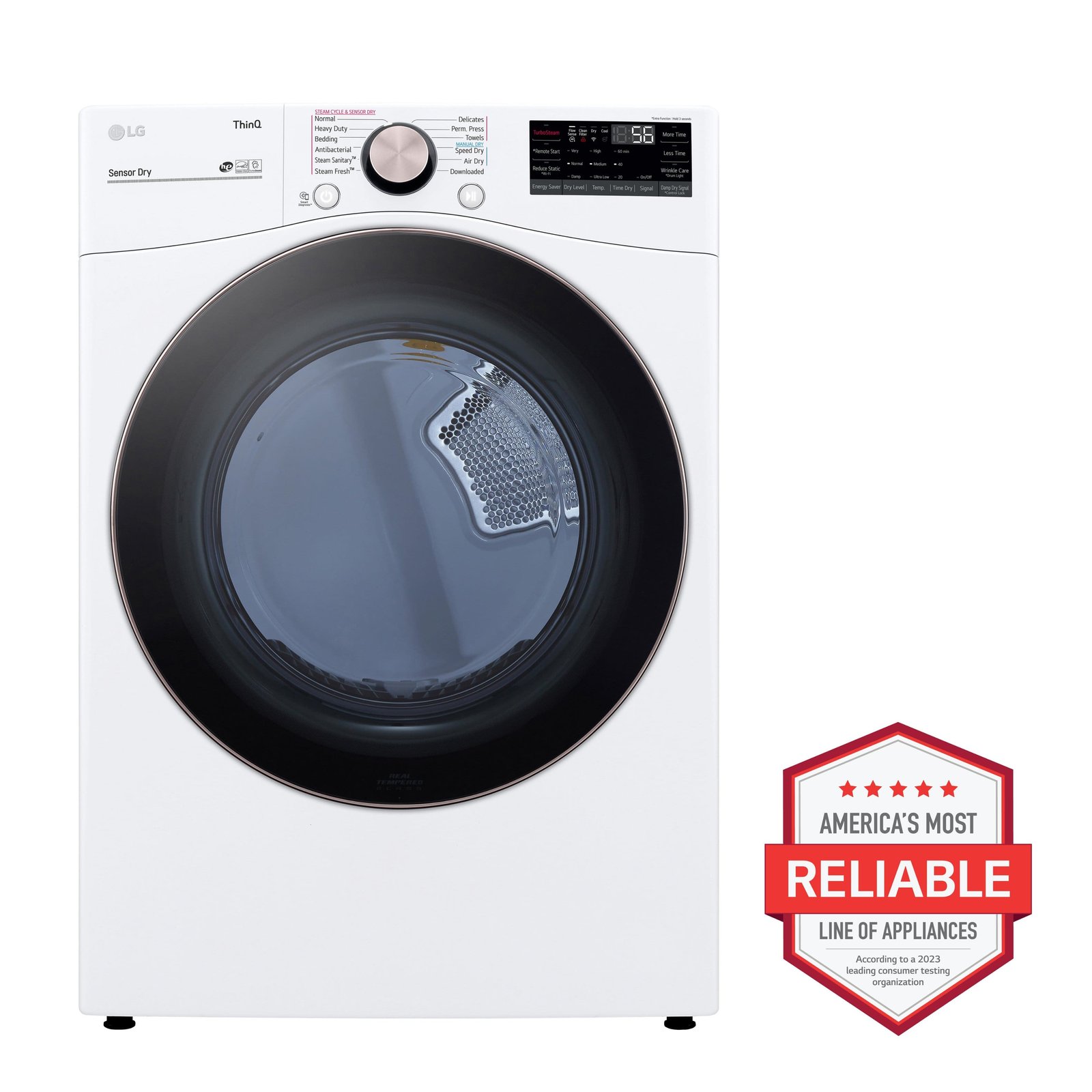 LG - 7.4 Cu. Ft. Stackable Smart Electric Dryer with Steam and Built-In Intelligence - White - Image 6