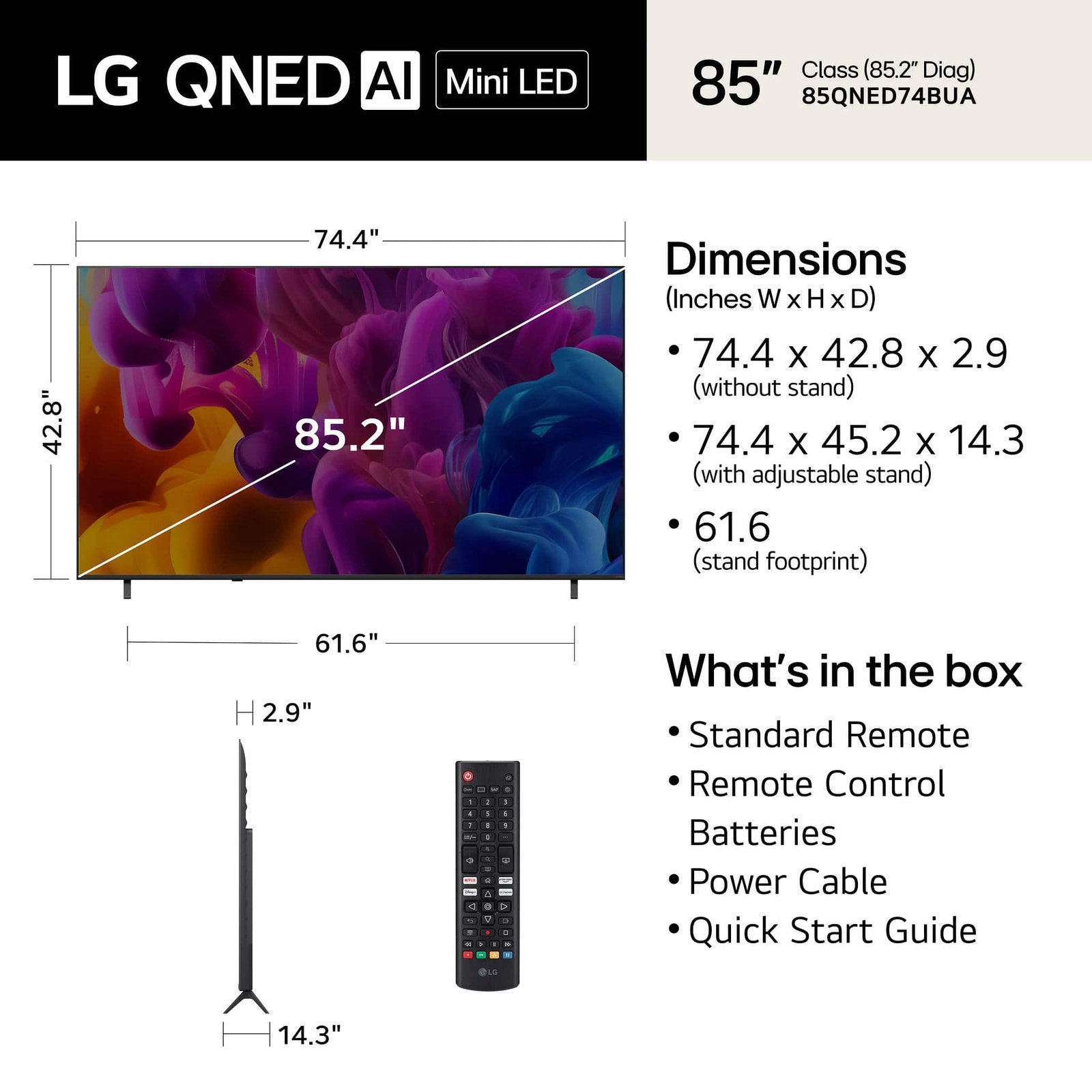 LG - 85" Class 74B Series QNED AI Mini LED 4K Smart webOS TV (2026) - Image 3