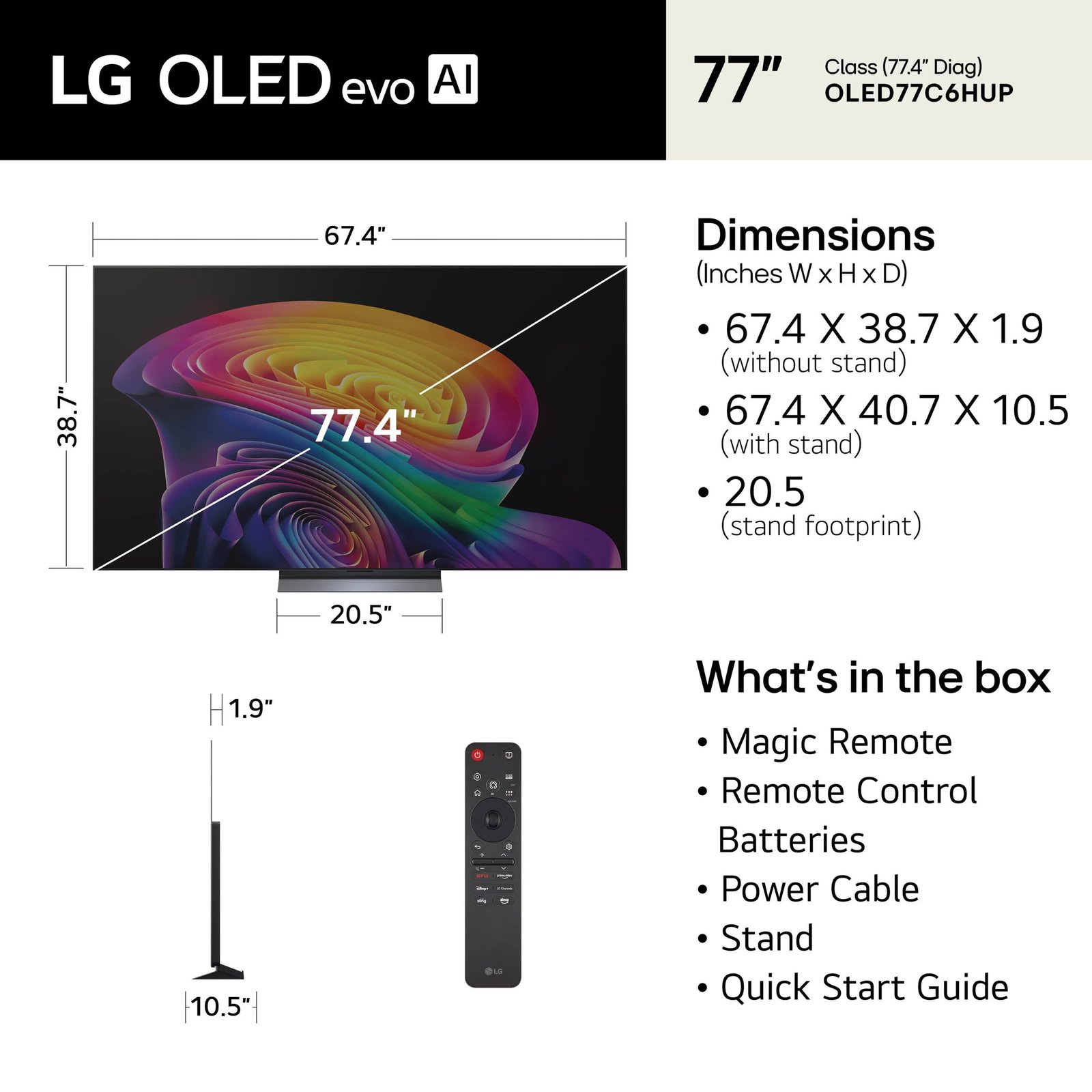 LG - 77" Class C6H Series OLED evo AI 4K Smart webOS TV with Hyper Radiant Color Tech (2026) - Image 2