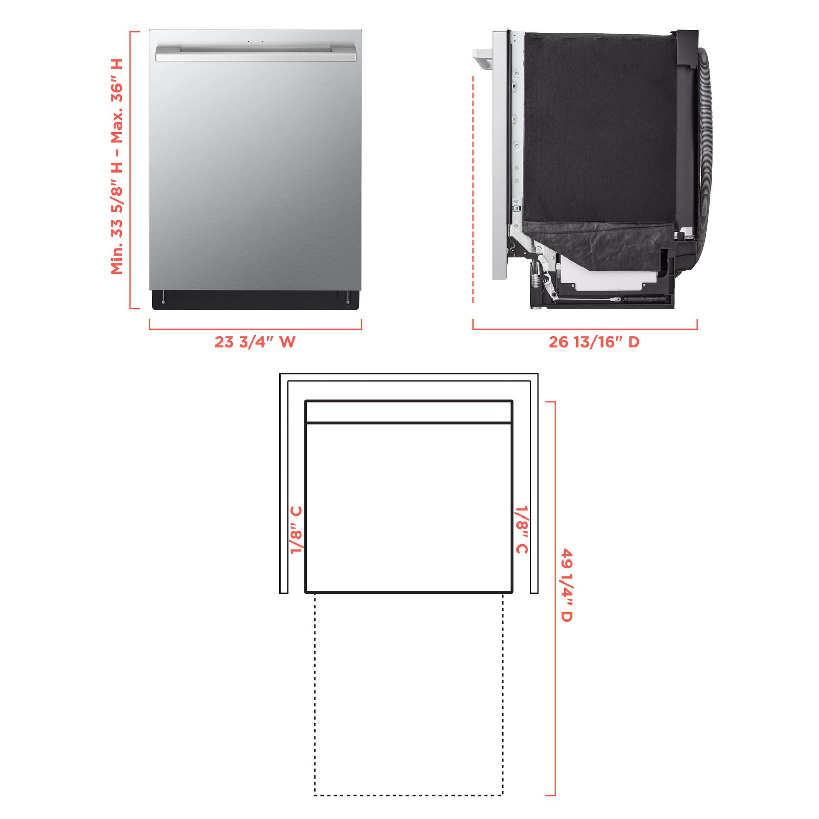 LG - STUDIO 24-in Top Control Smart Built-In Stainless Steel Tub Dishwasher with 3rd Rack, QuadWash Pro and 40dBA - Stainless Steel - Image 3
