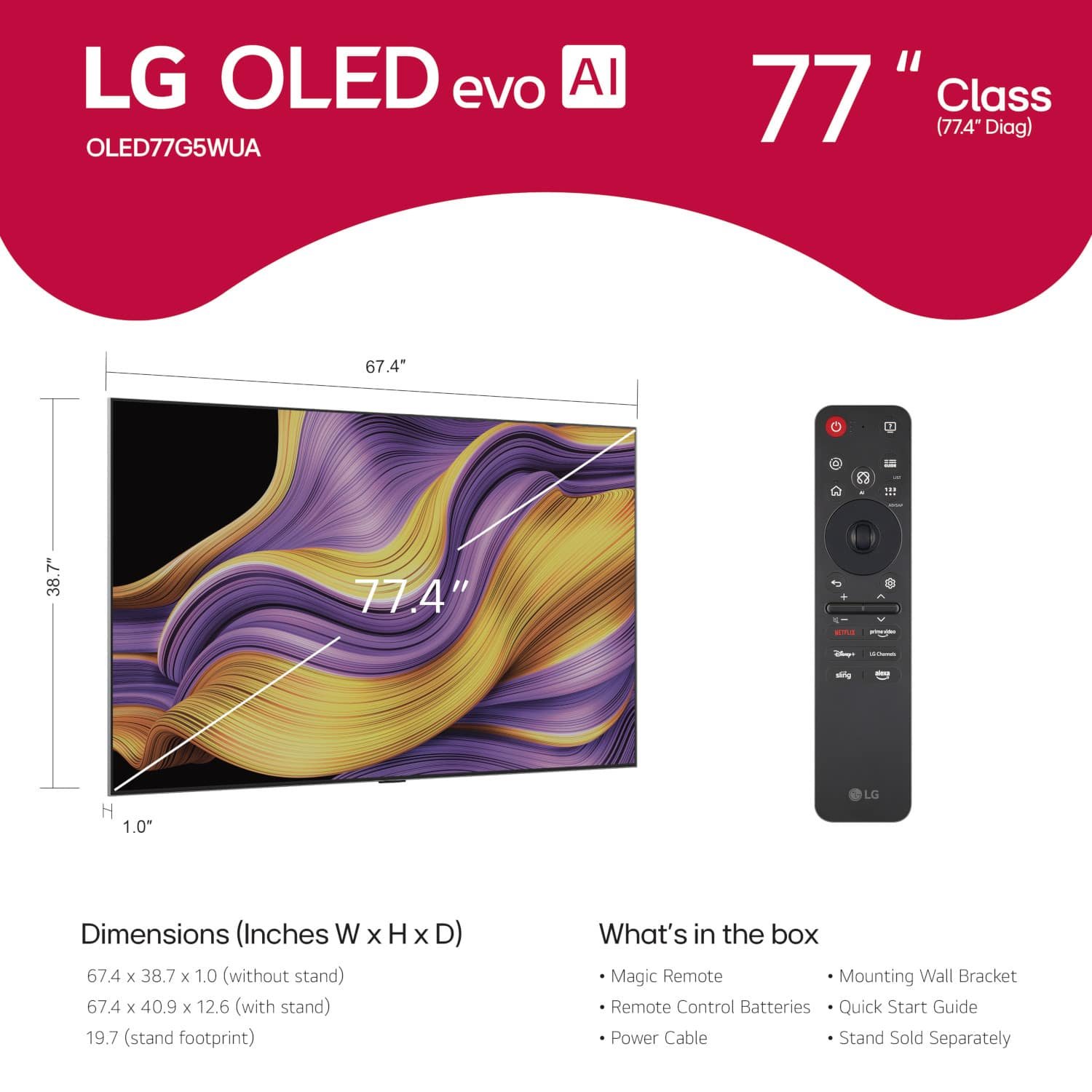 LG - 77" Class G5 Series OLED evo AI 4K UHD Smart webOS TV with One Wall Design (2025) - Image 3