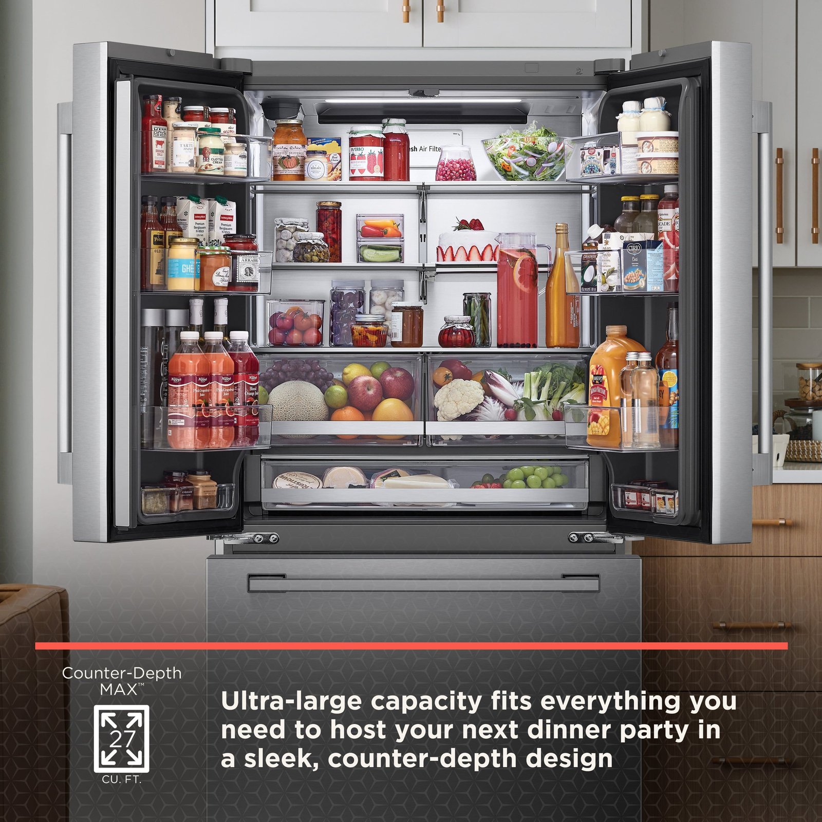 LG - STUDIO 36-in Wide Counter-Depth MAX 26.5 Cu. Ft. French Door Smart Refrigerator with Internal Water Dispenser - Essence White - Image 5