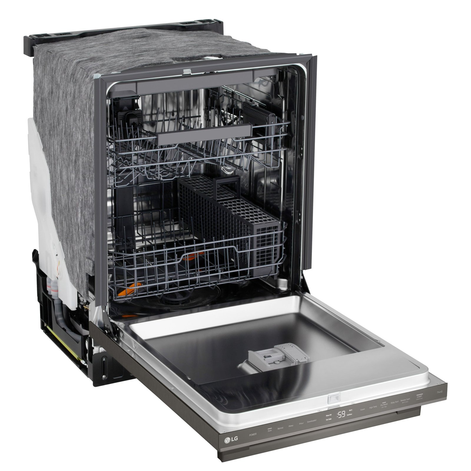 LG - FlushFit 24-inTop Control Smart Built-In Stainless Steel Tub Dishwasher with 3rd Rack, 1-Hour Wash and Dry, 46dBA - Black Stainless Steel - Image 2