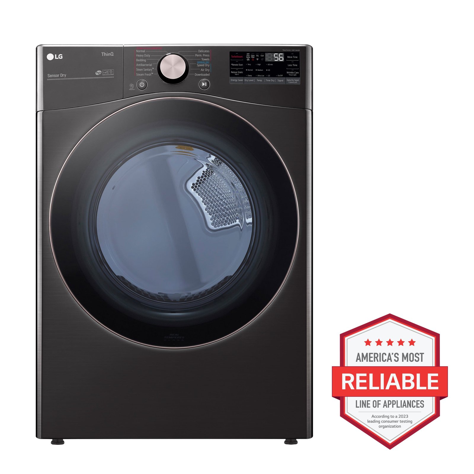 LG - 7.4 Cu. Ft. Stackable Smart Gas Dryer with Steam and Built-In Intelligence - Black Steel - Image 5